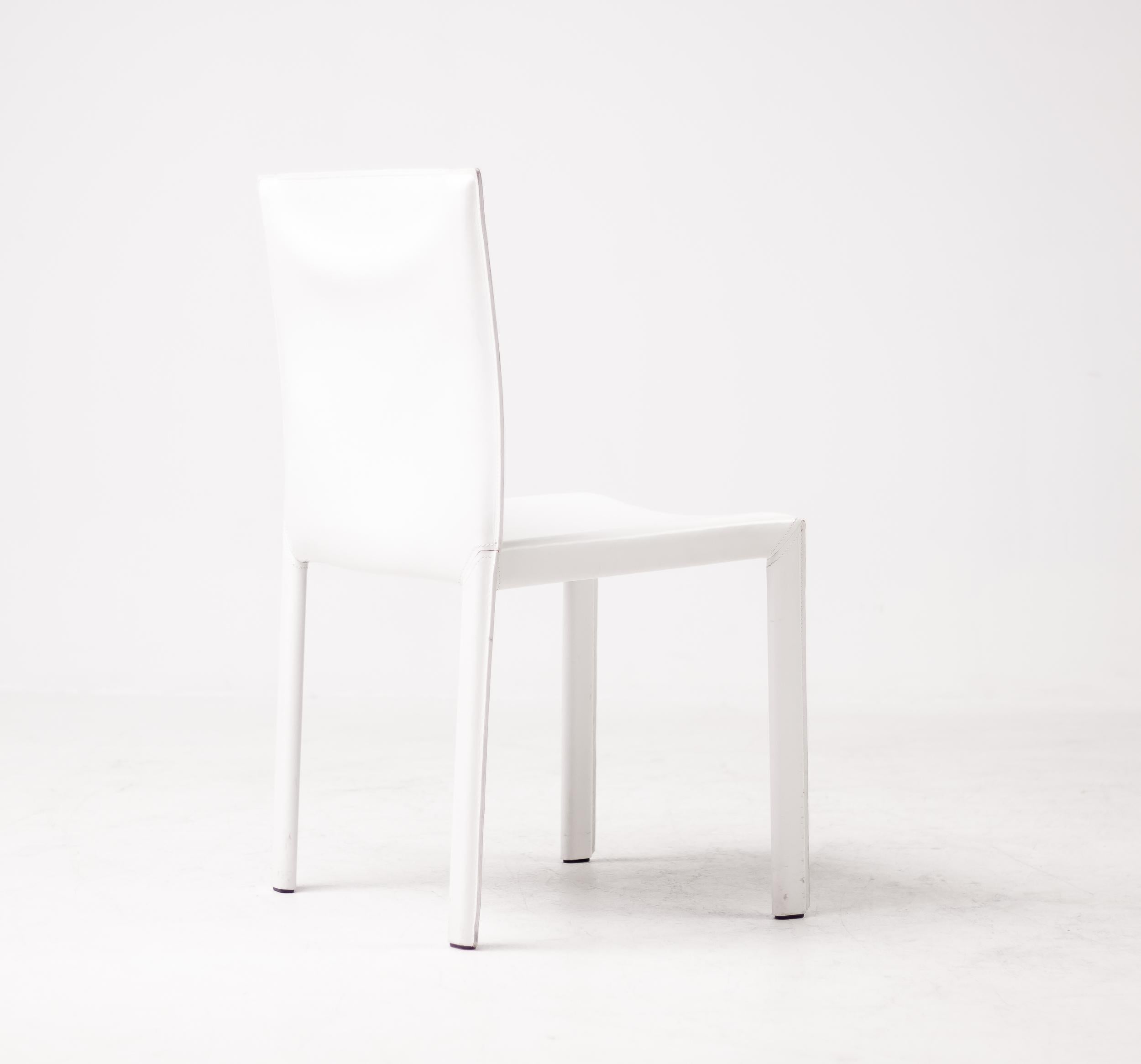 Acier Ensemble de huit chaises en cuir « CAB » Grassi & Bianchi Pasqualina, Pellizoni, Italie en vente
