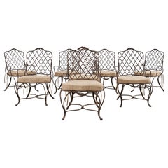 Set of Eight Gregorius Pineo Twig Iron Garden Dining Armchairs