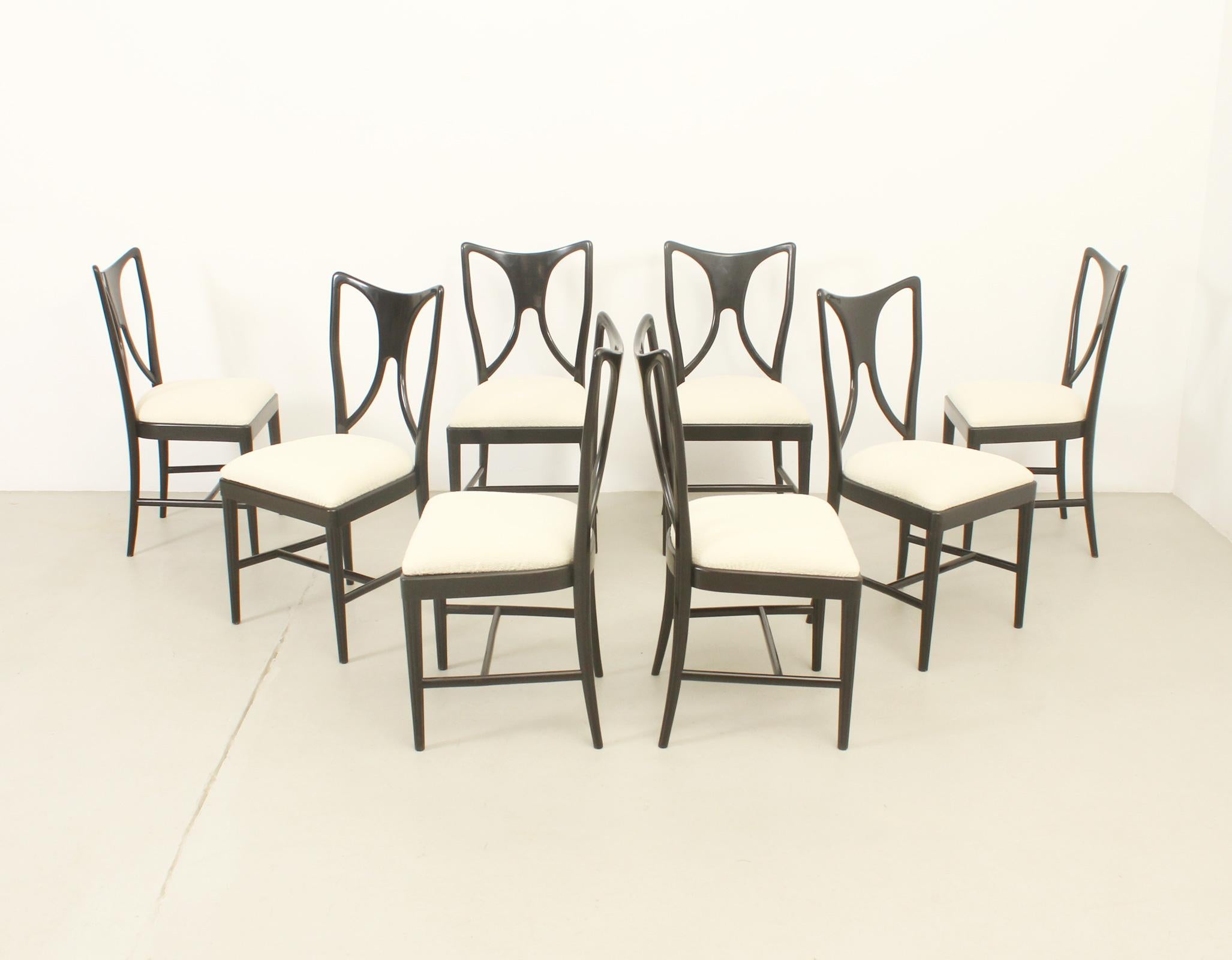 Ensemble de huit chaises de salle à manger attribuées à Guglielmo Ulrich, Italie, années 1940 en vente 7