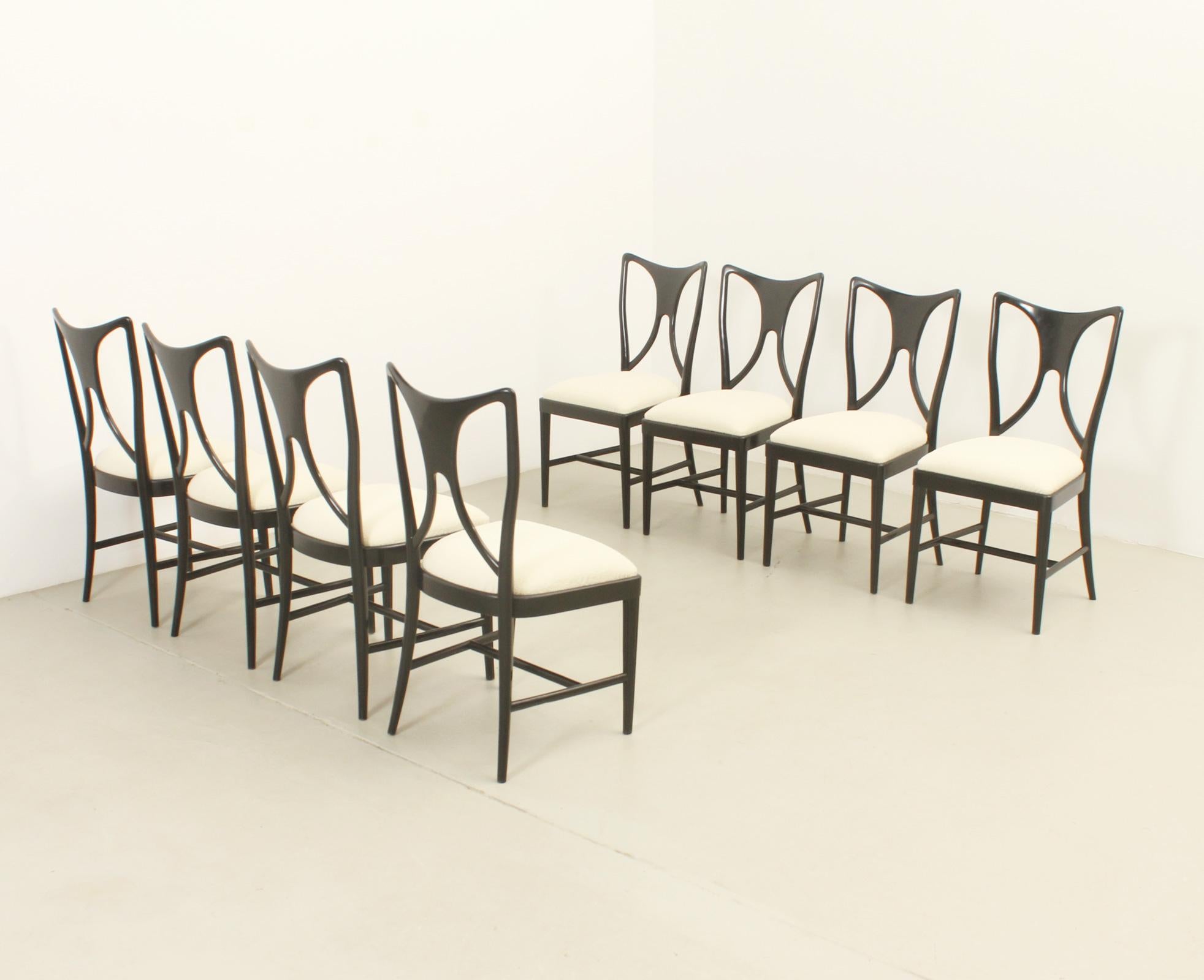 Ensemble de huit chaises de salle à manger attribuées à Guglielmo Ulrich, Italie, années 1940 en vente 8