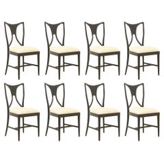 Vintage Set of Eight Guglielmo Ulrich Attributed Dining Chairs, Italy, 1940's