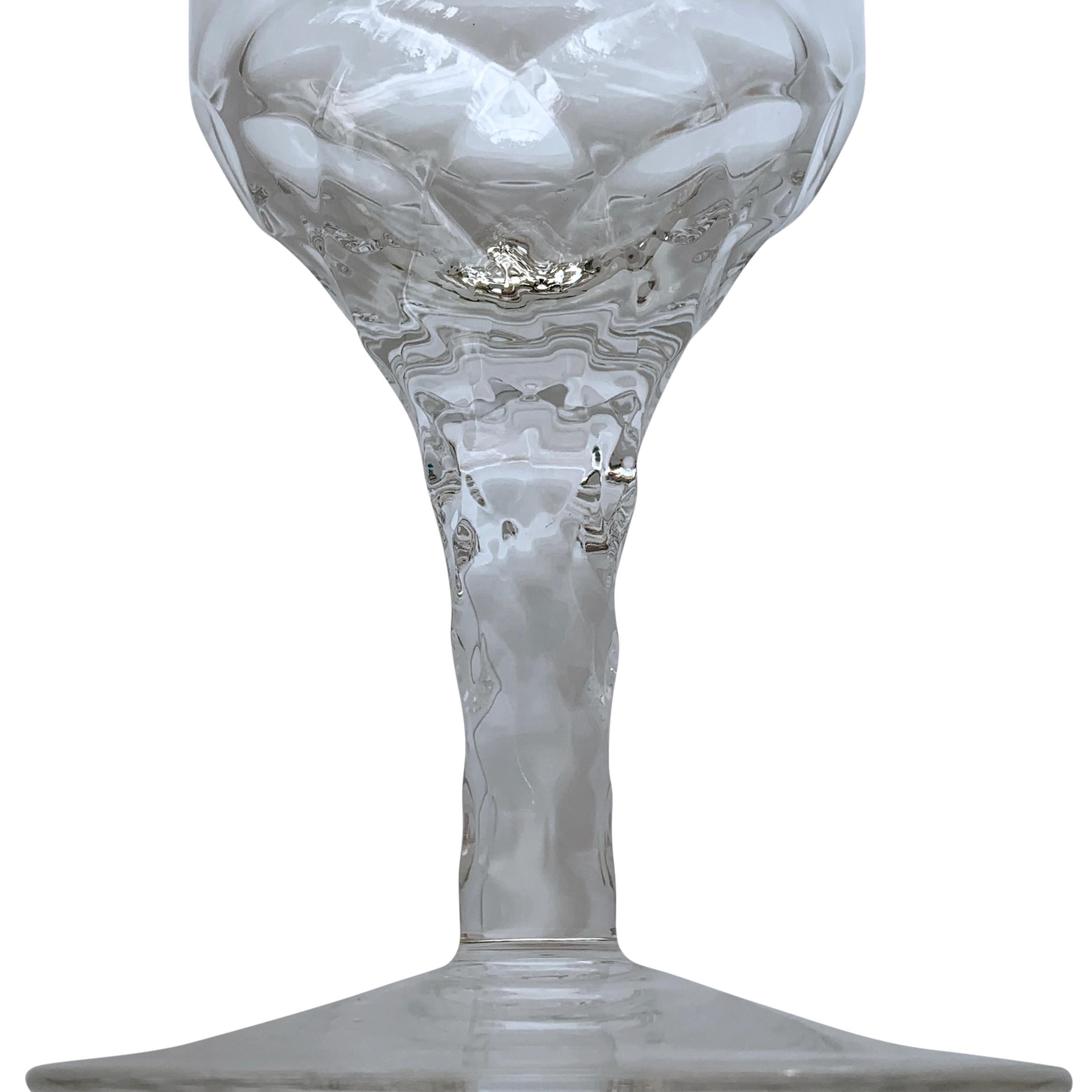 North American Set of Eight Hand-Blown Crystal Wine Glasses For Sale