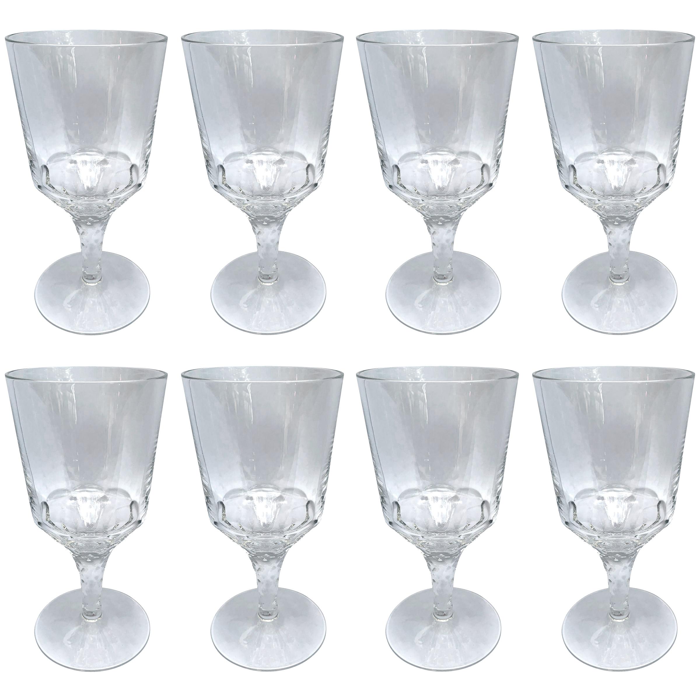 Set of Eight Hand-Blown Crystal Wine Glasses