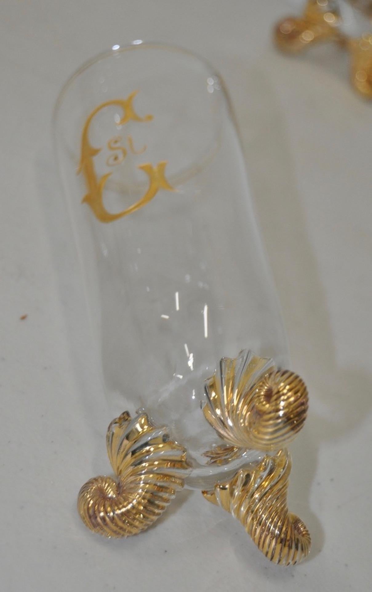 20th Century Set of Eight Hand Blown and Gilded Venetian 
