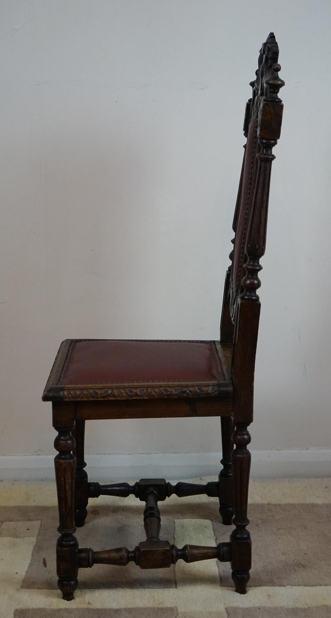 Set of Eight Hand- Carved Lion Terminal Victorian Dining Chairs 5