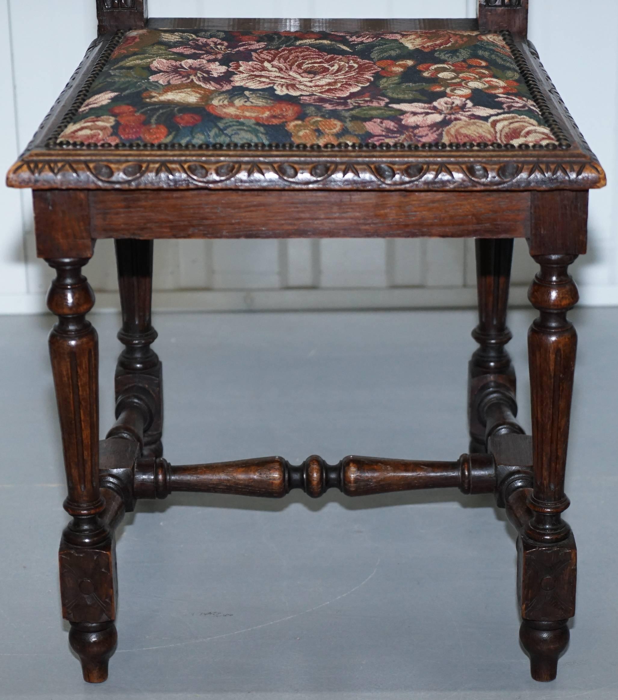 Set of Eight Hand-Carved Lion Terminal Victorian Dining Chairs Jacobean Manor 1