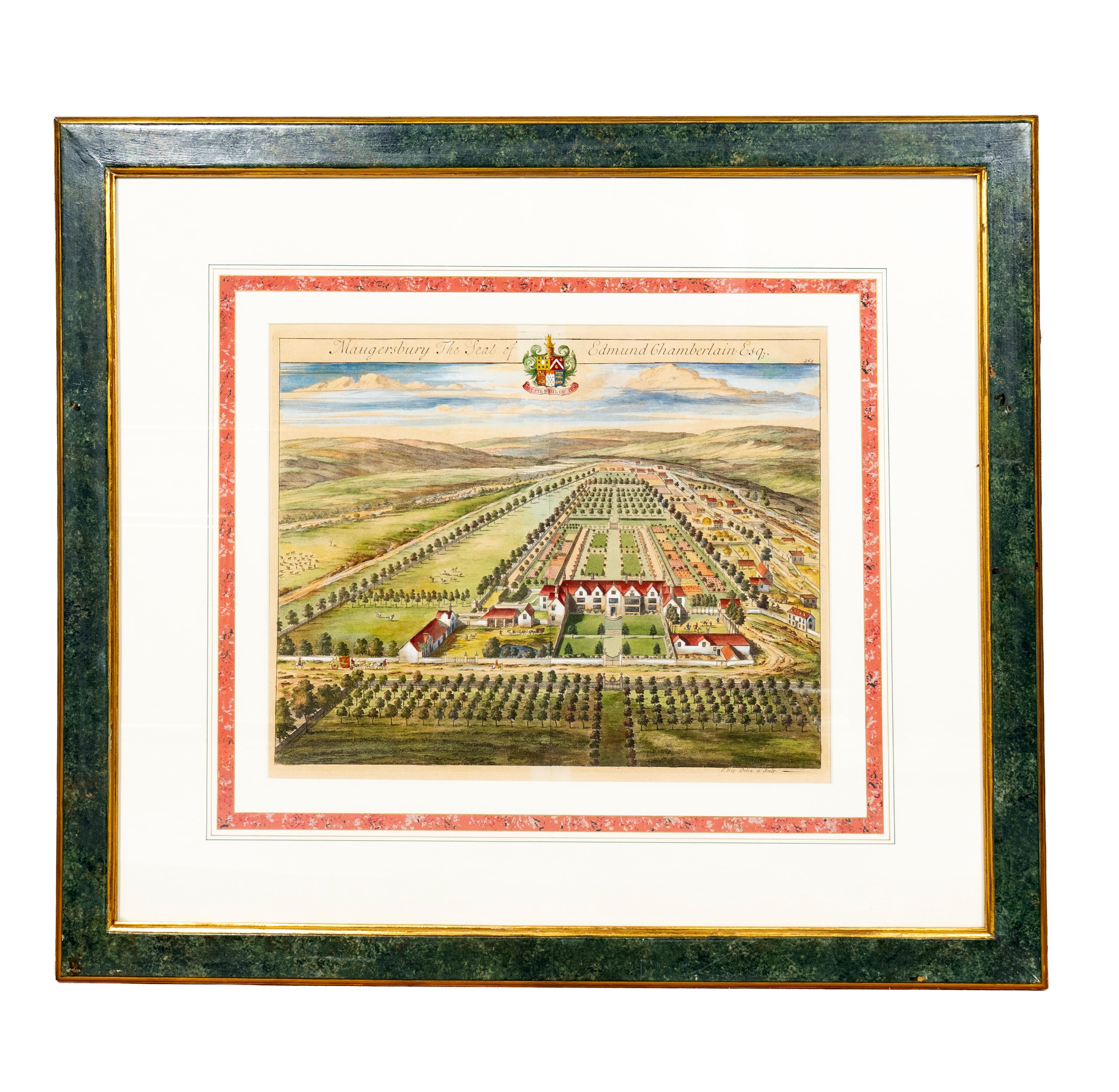 Satz von acht handkolorierten Stichen von englischen Landhäusern von Johannes Kip im Zustand „Gut“ im Angebot in Essex, MA