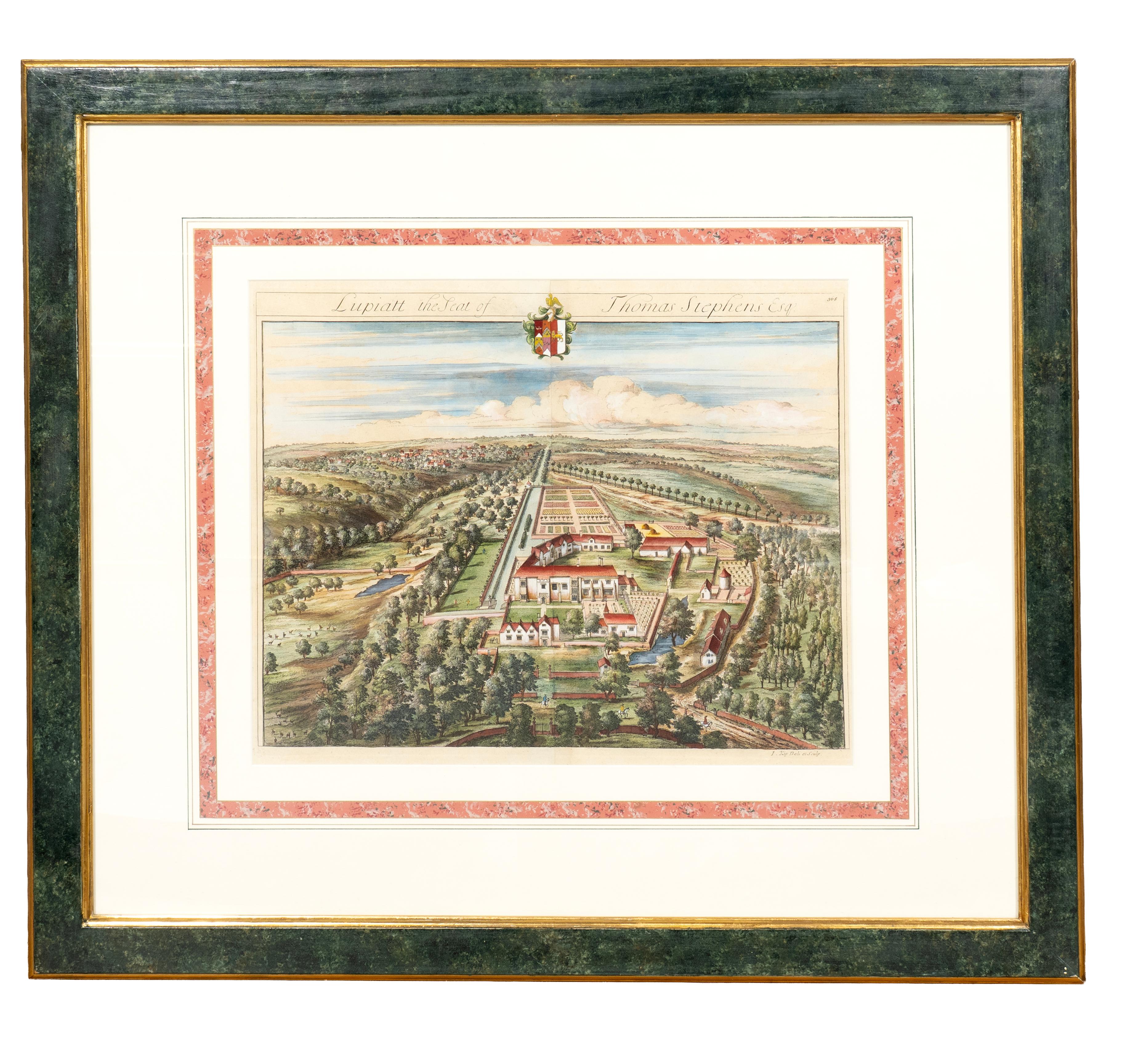 Satz von acht handkolorierten Stichen von englischen Landhäusern von Johannes Kip im Angebot 2