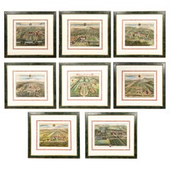 Set Of Eight Hand Colored Engravings Of English Country Houses By Johannes Kip