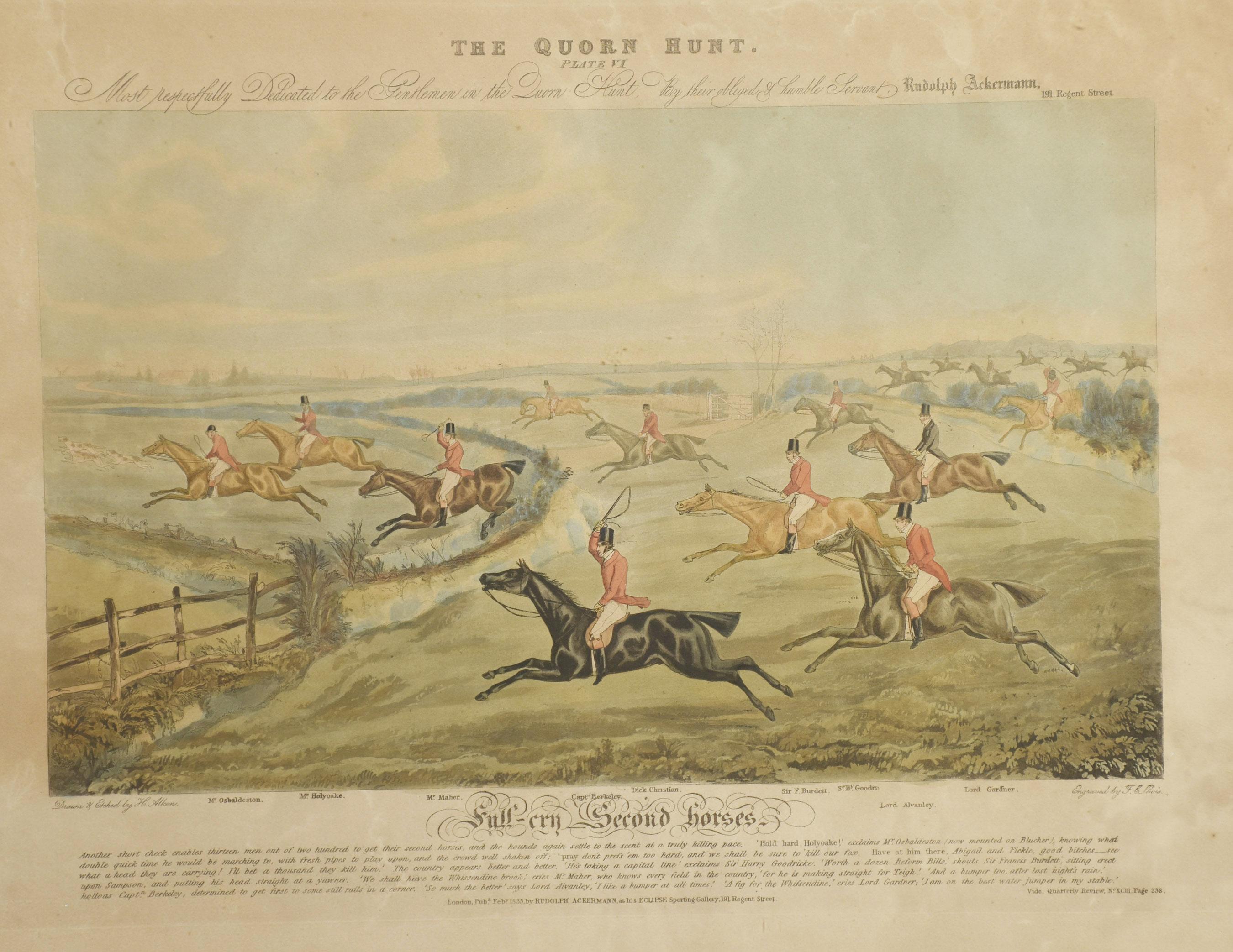 set of eight hand-coloured Hunting prints In Good Condition For Sale In Cheshire, GB