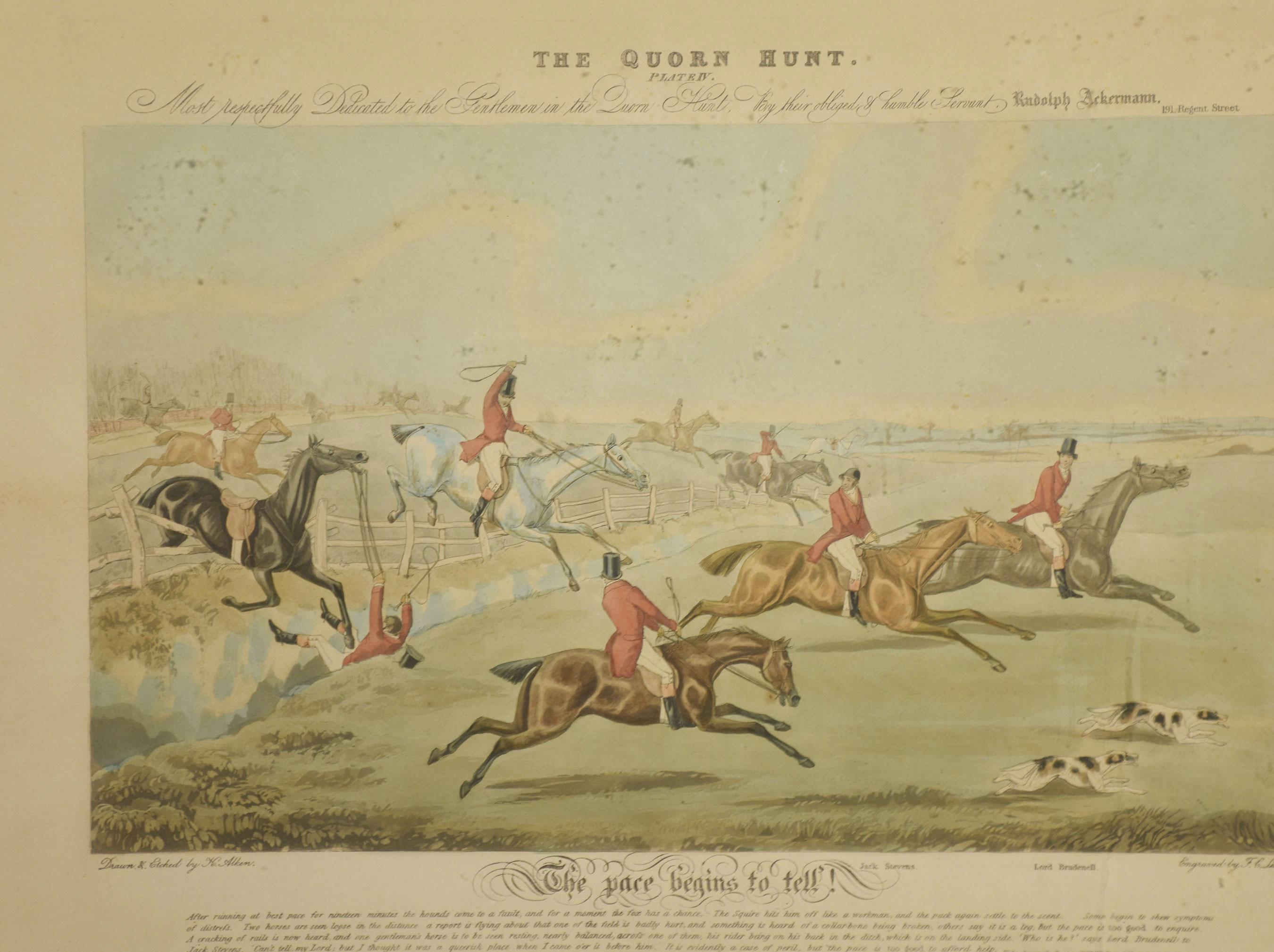set of eight hand-coloured Hunting prints For Sale 1