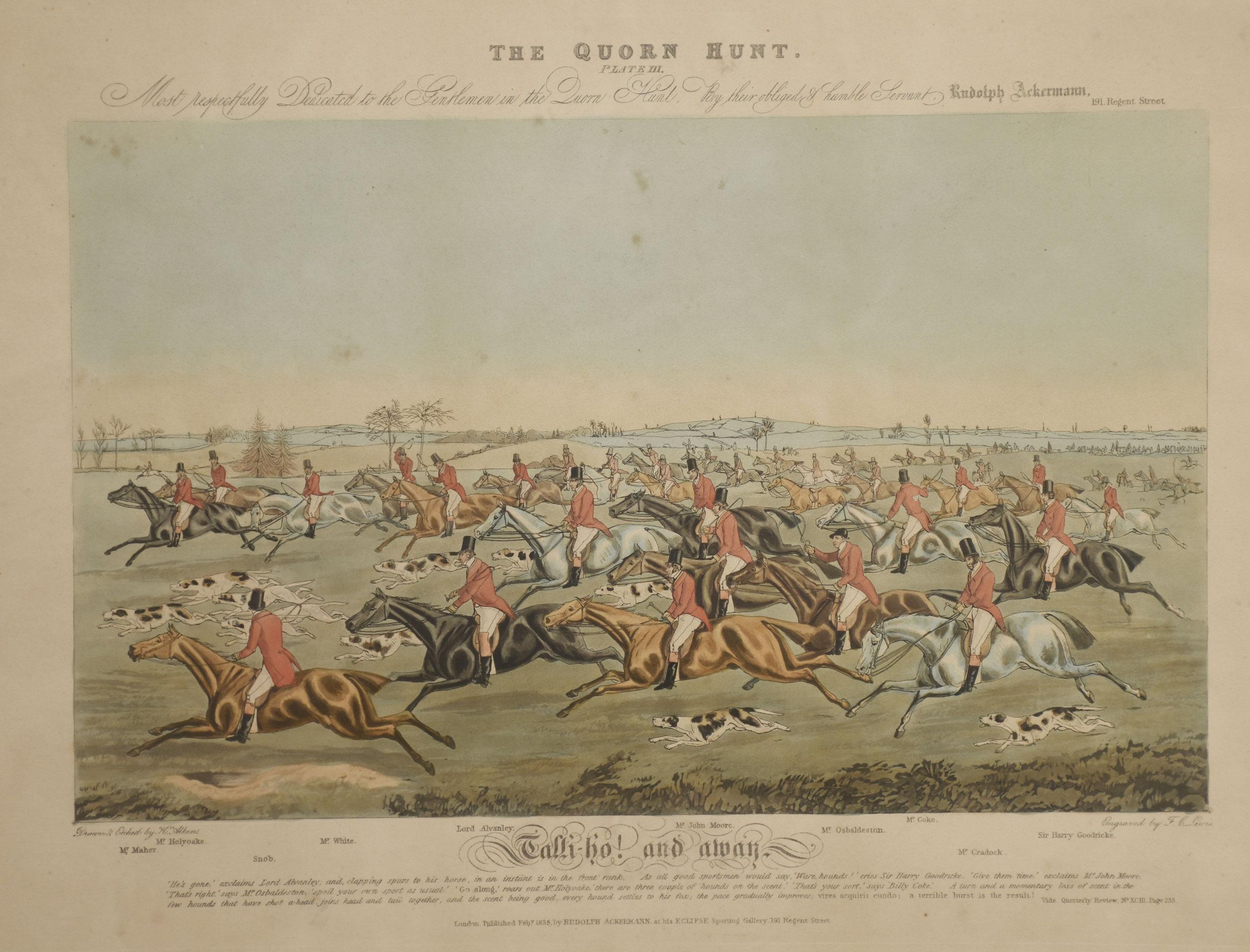 set of eight hand-coloured Hunting prints For Sale 2