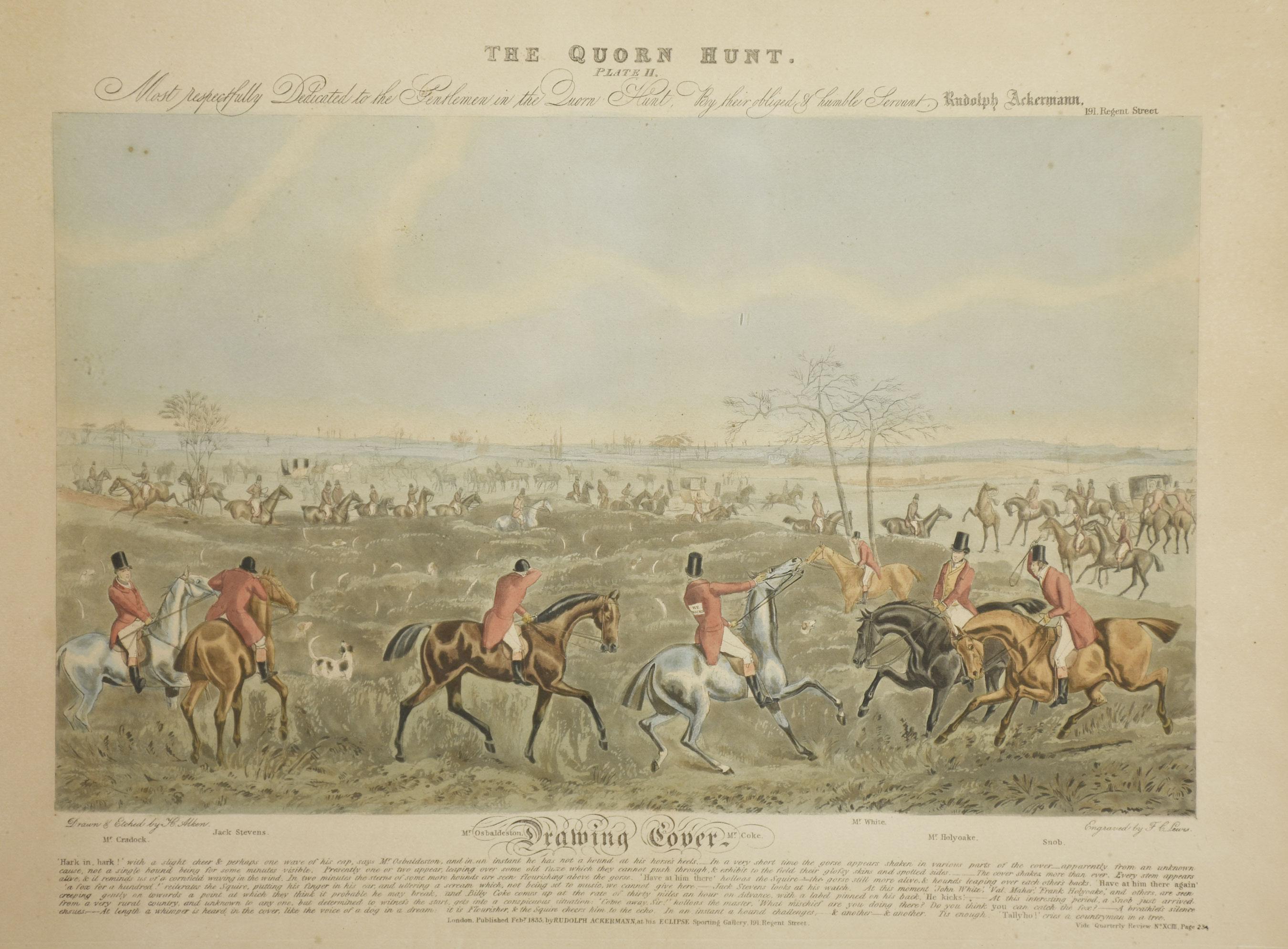 set of eight hand-coloured Hunting prints For Sale 3