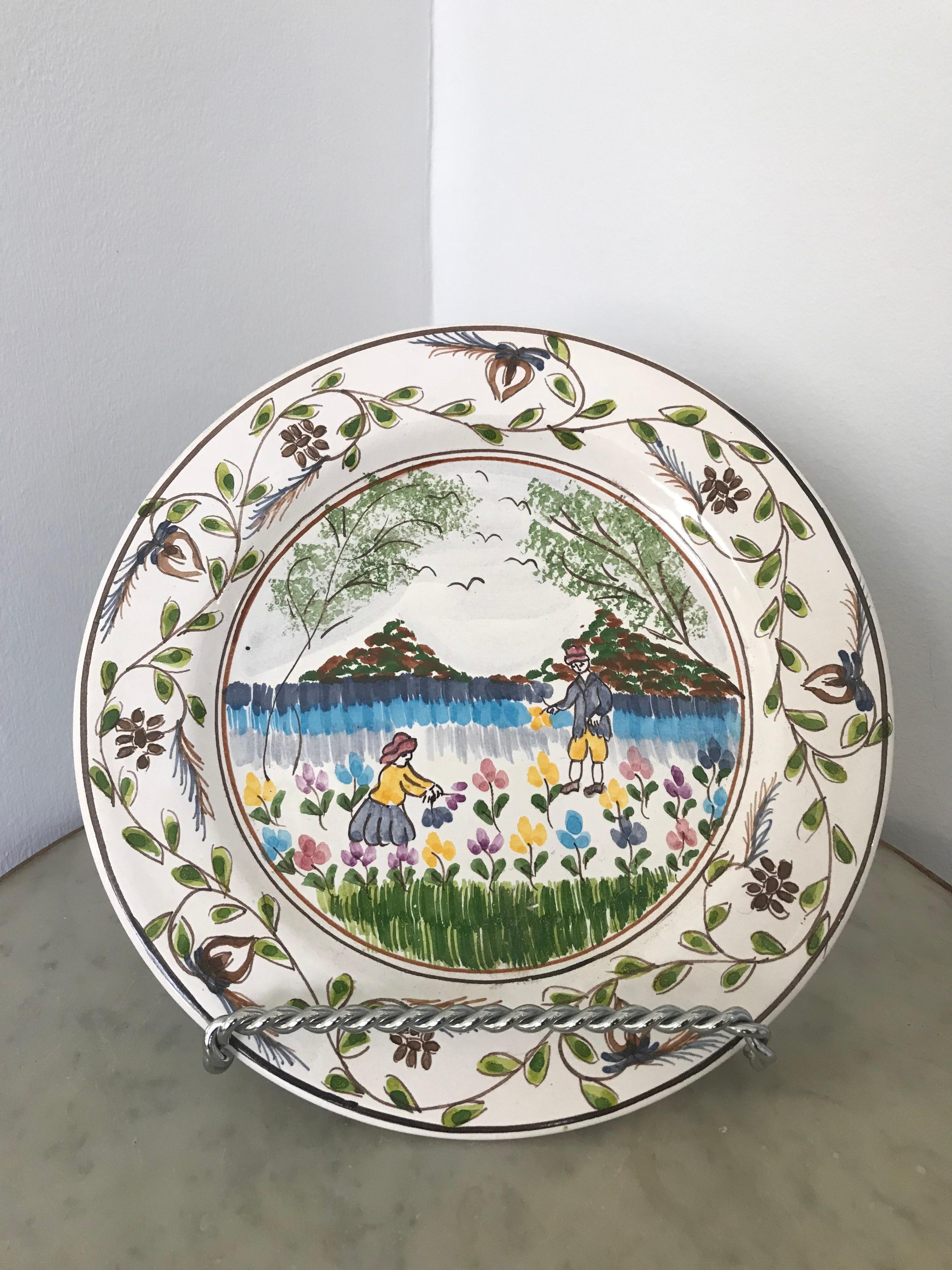 Set of Eight Hand-Painted Plates, Portugal, 20th Century 1