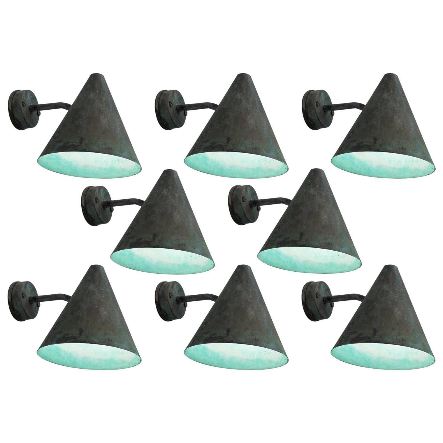 Set of Eight Hans-Agne Jakobsson Copper Outdoor Wall Lights