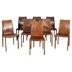 Set of Eight Heal's Buffalo Leather Dining Chairs