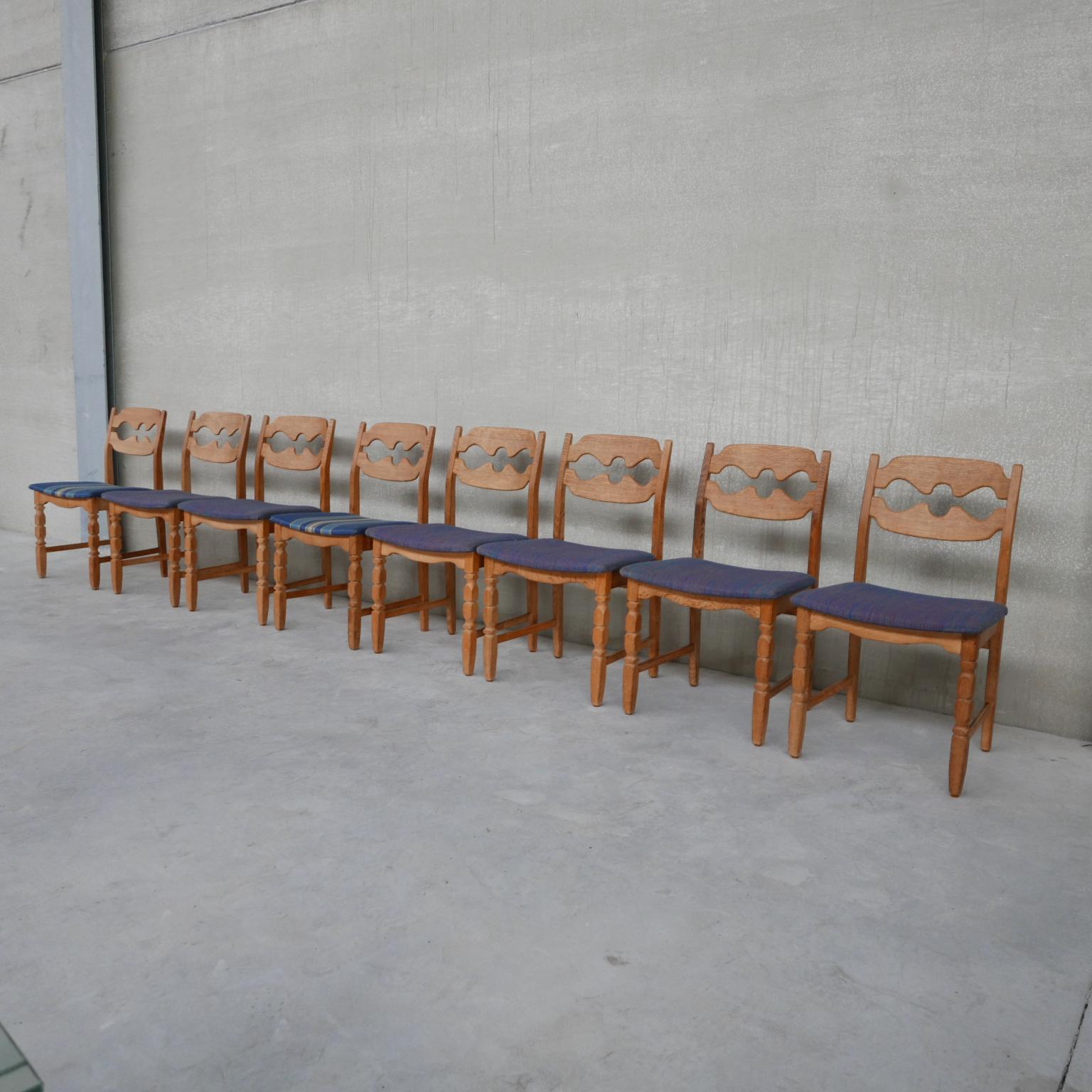 20th Century Set of Eight Henning Kjaernulf Razorblade Mid Century Danish Dining Chairs '8'