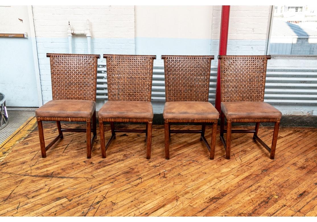 Set of Eight Henredon Leather Strap Dining Chairs 7
