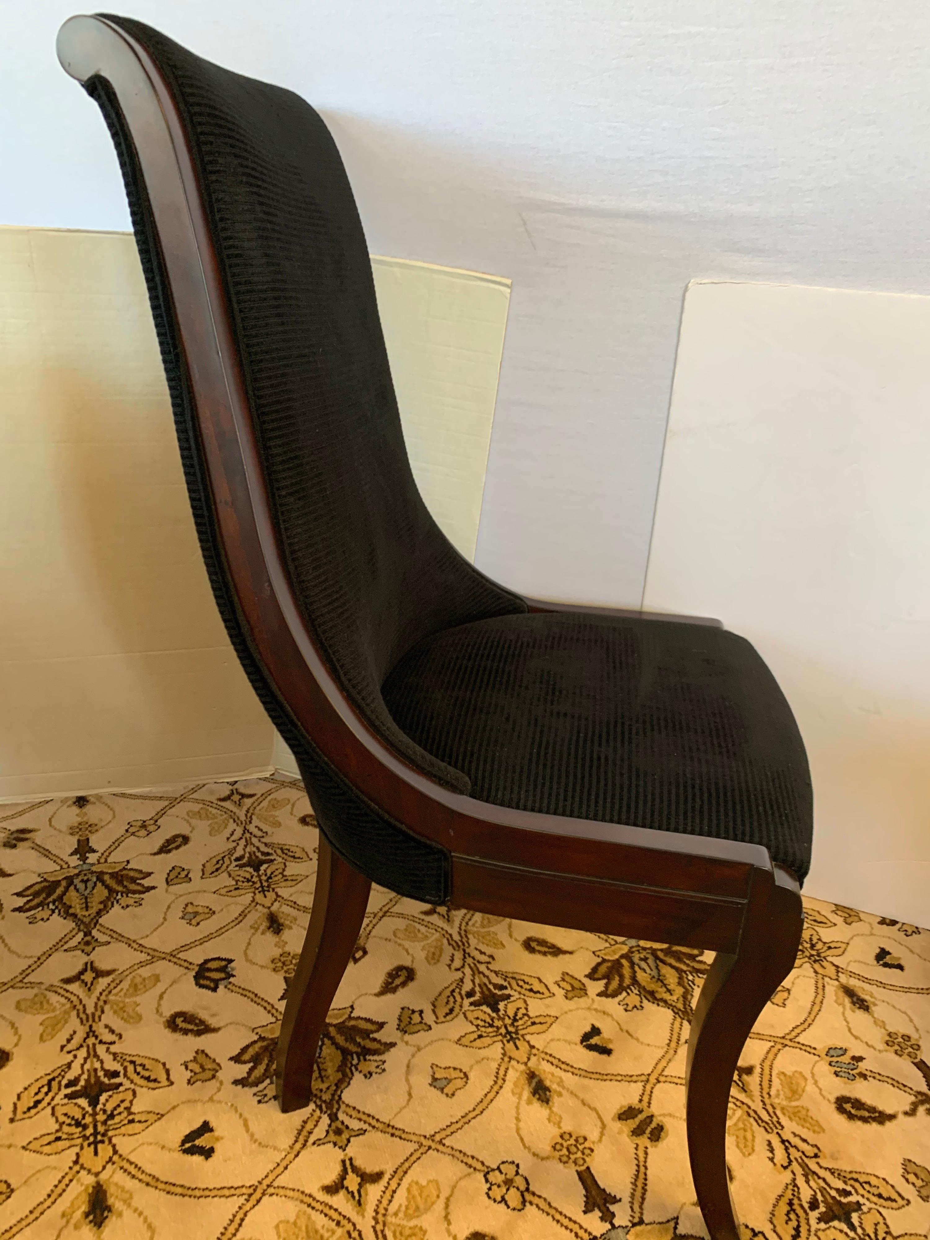 Set of Eight Henredon Matching Dining Chairs with Black Velvet Upholstery 4