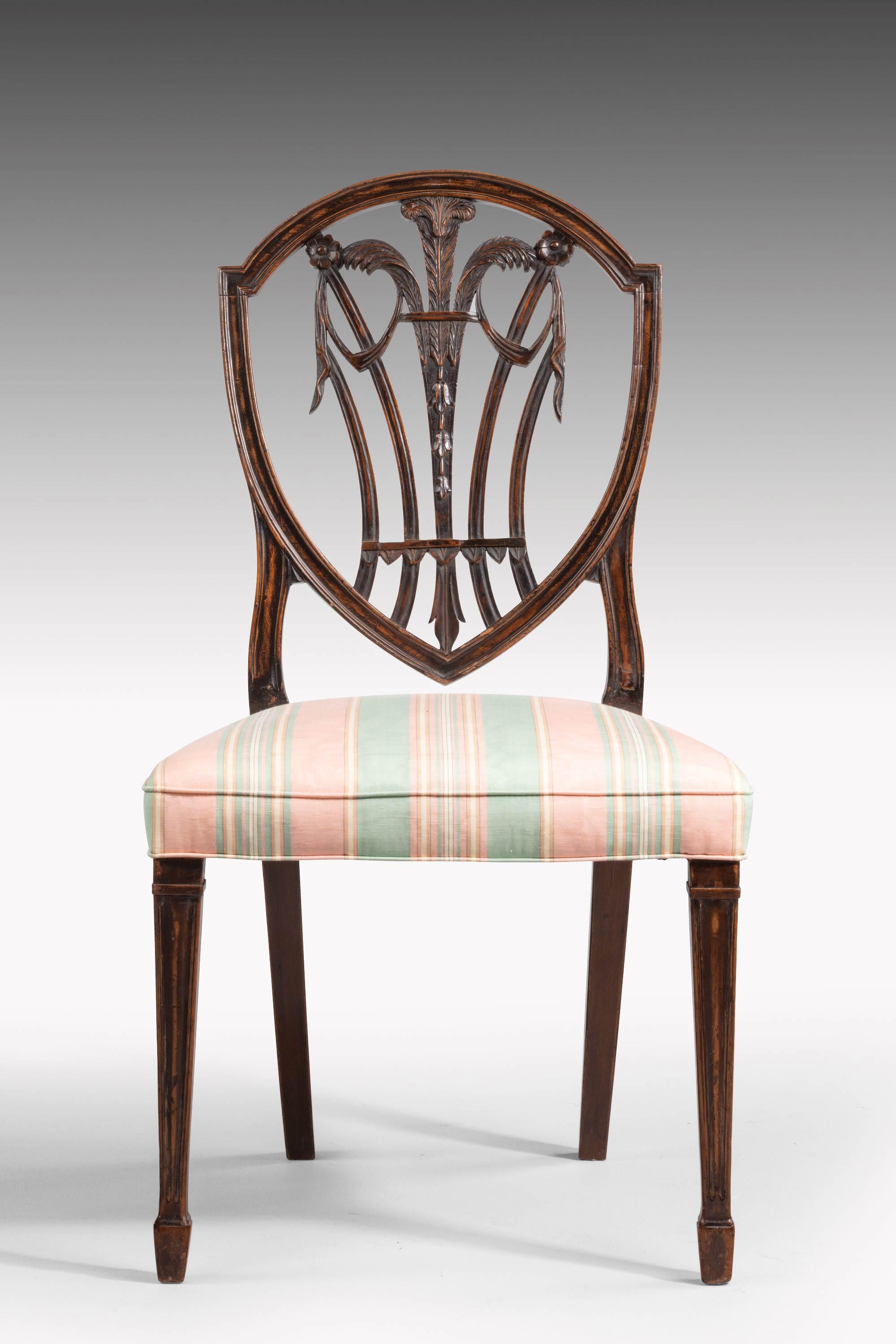 English Set of Eight Hepplewhite Design Mahogany Framed Chairs