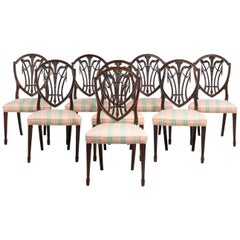 Set of Eight Hepplewhite Design Mahogany Framed Chairs