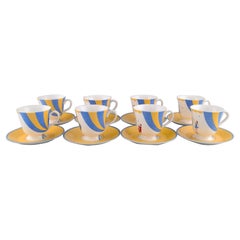 Set of Eight Hermès Circus Porcelain Coffee Cups with Saucers, Late 20th Century