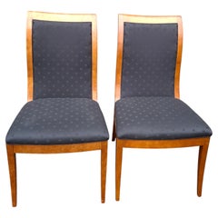 Set of Eight Hickory White Maple and Black Upholstered Dining Chairs