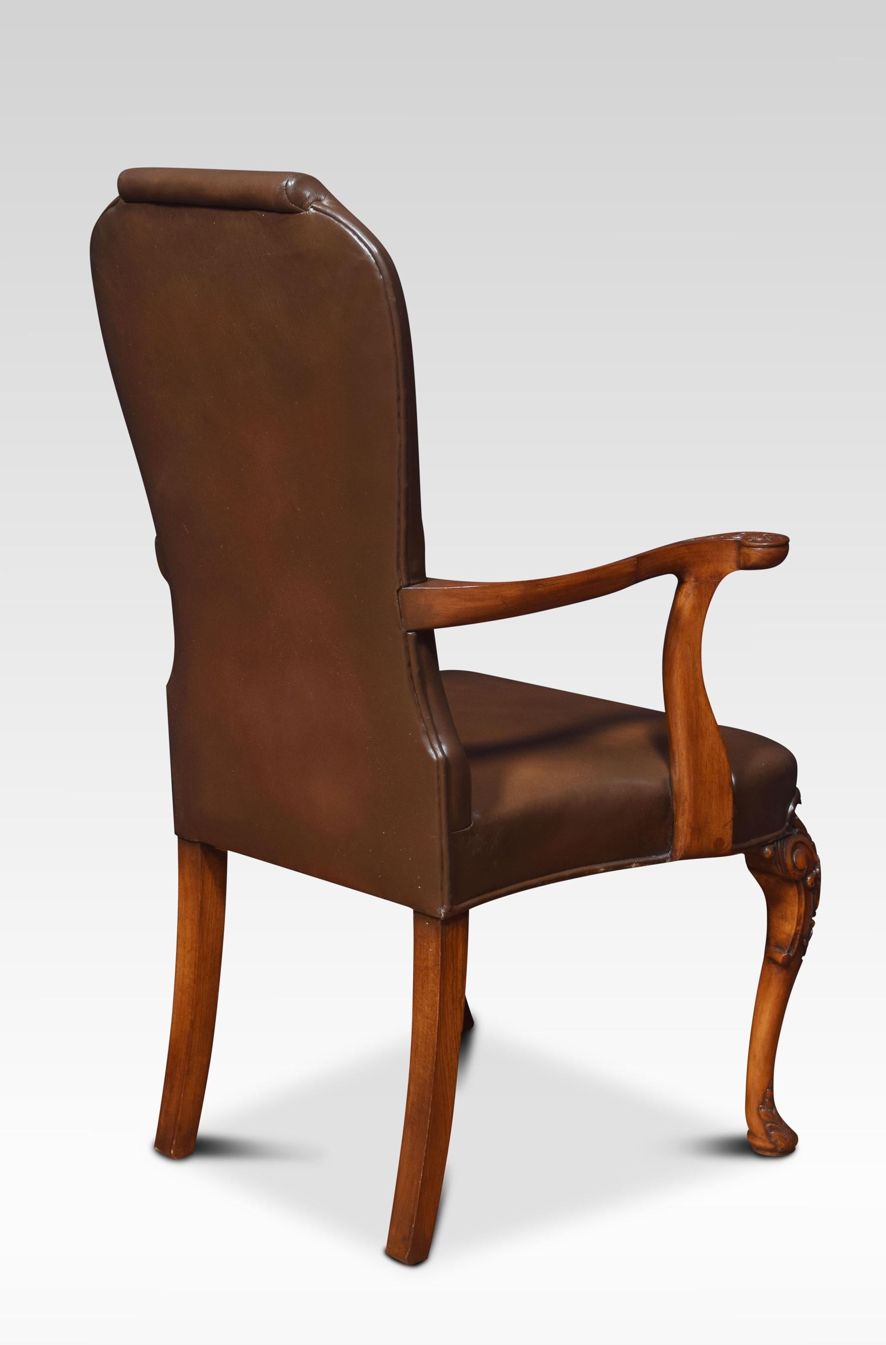 Set of Eight High Back Brown Leather Upholstered Dining Chairs In Good Condition In Cheshire, GB