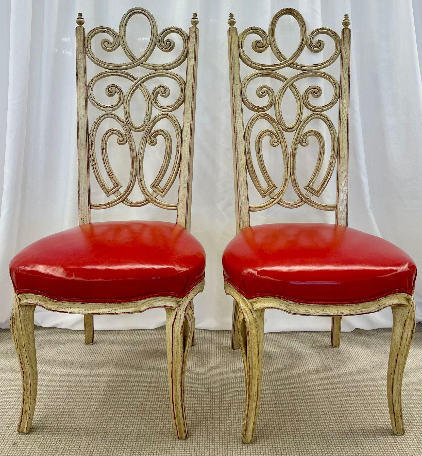 Set von acht Louis Pistono-Esszimmerstühlen im Hollywood-Regency-Stil im Used-Stil im Angebot 3