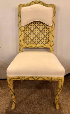 Set of Eight Hollywood Regency Style Tree Trunk Carved Dining Chairs Painted