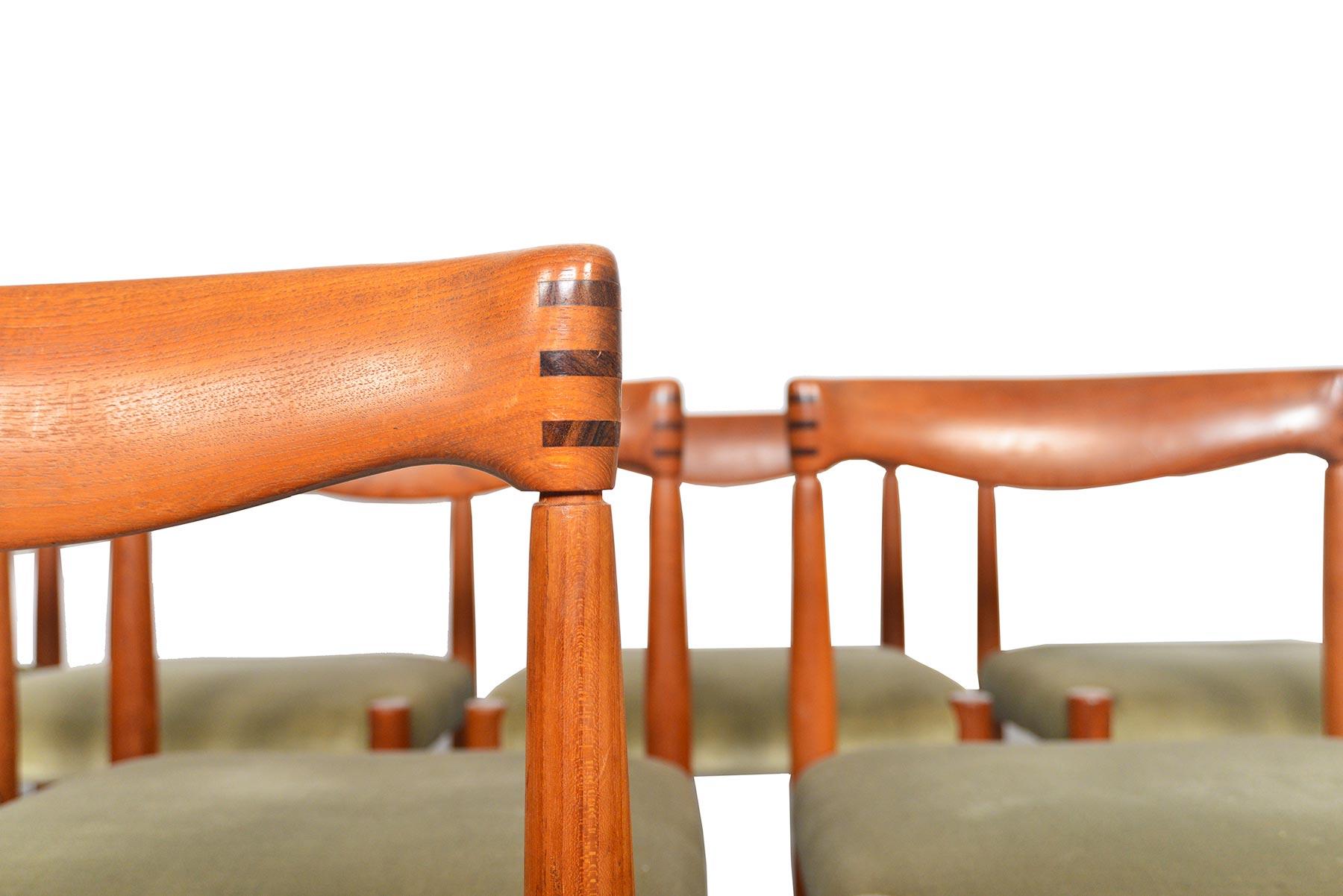 Mid-Century Modern Set of Eight H.W. Klein Danish Modern Teak and Rosewood Dining Chairs by Bramin
