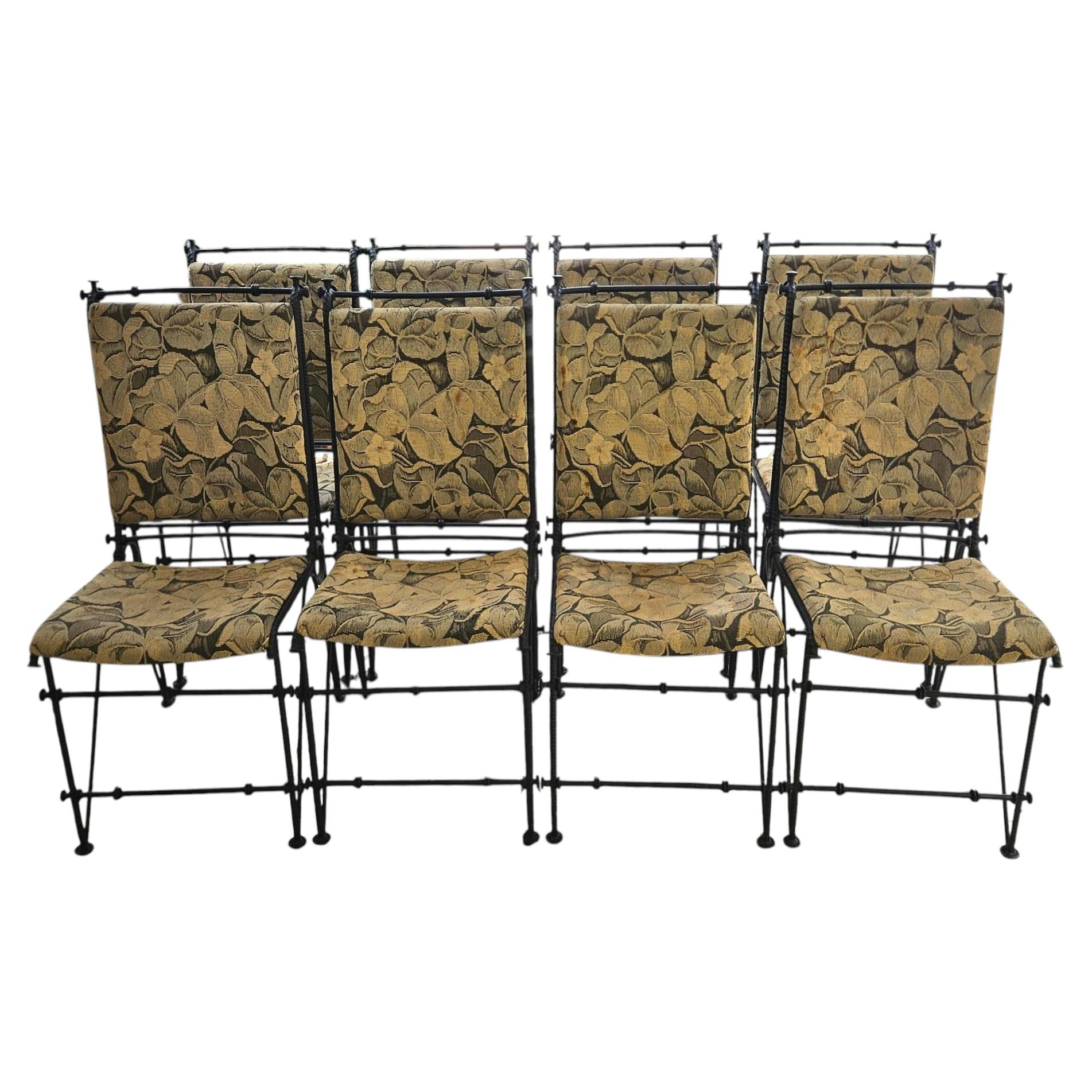 Set of Eight Ilana Goor Forged Iron Dining Chairs Mexico, Circa 1980s For Sale