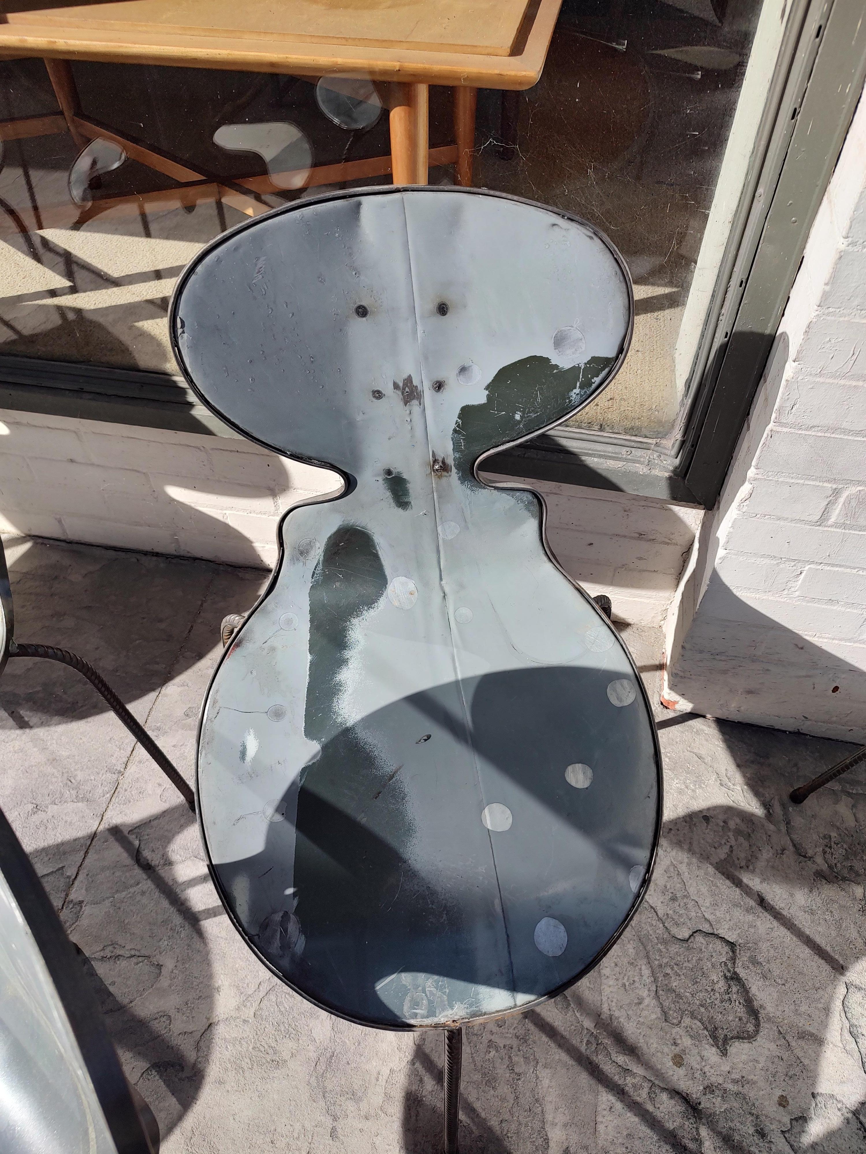 Set of 8 Industrial Styled Sculptural Metal Dining Chairs by PO! Paris C1990 For Sale 7