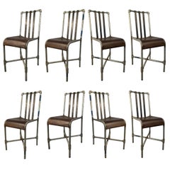 Set of Eight Industrial Iron and Steel Chairs Set of Eight Industrial Iron and Steel Chairs