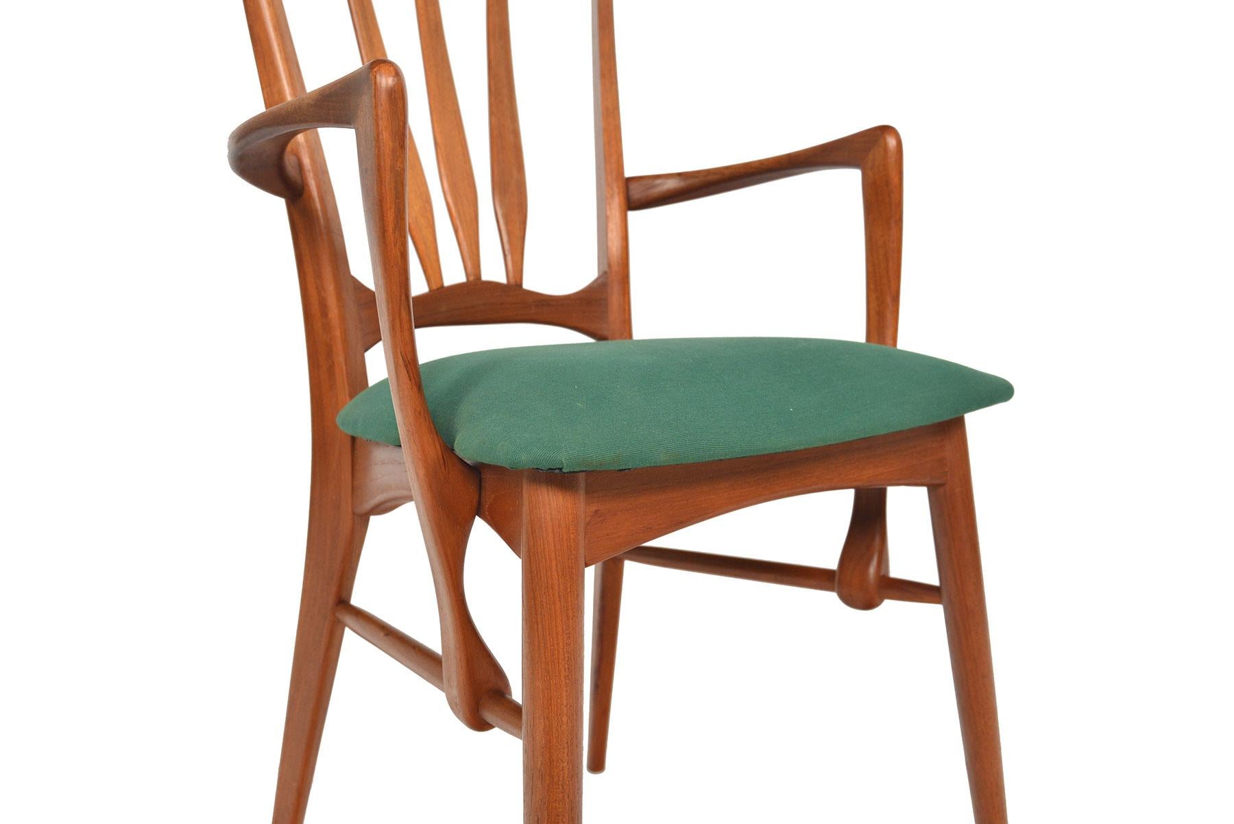 Set of Eight 'Ingrid' High Back Dining Chairs in Teak 4