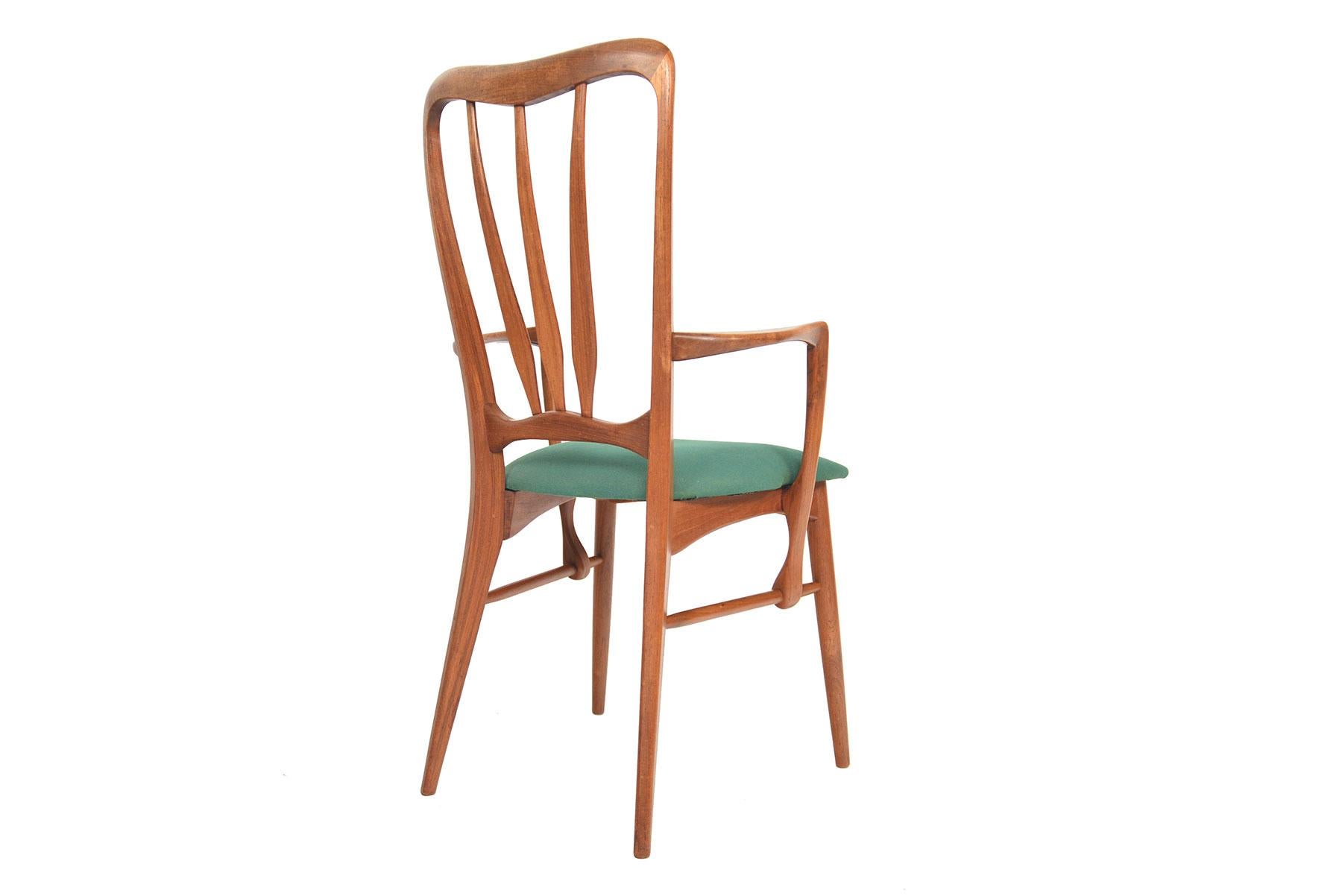 Set of Eight 'Ingrid' High Back Dining Chairs in Teak 7