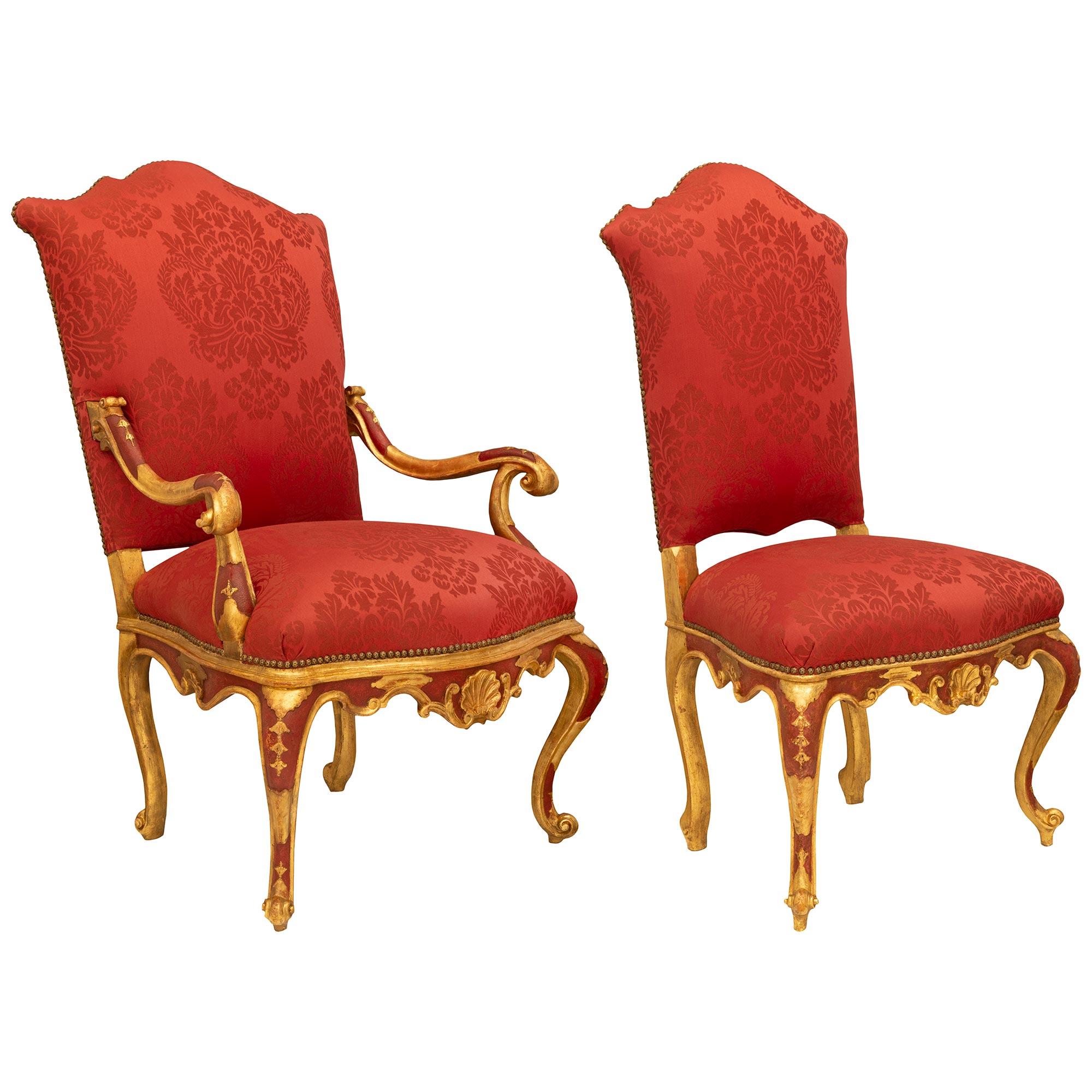 Set Of Eight Italian 18th Century Venetian St. Dining Chairs In Good Condition For Sale In West Palm Beach, FL