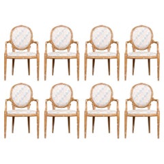 Satz von acht italienischen 1980's Faux Bois Esszimmerstühle