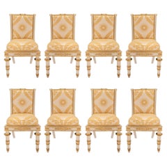 Set of Eight Italian 19th Century Neoclassical Style Giltwood Dining Chairs