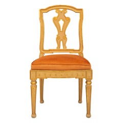Set of Eight Italian 19th Century Patinated Wood Dining Chairs