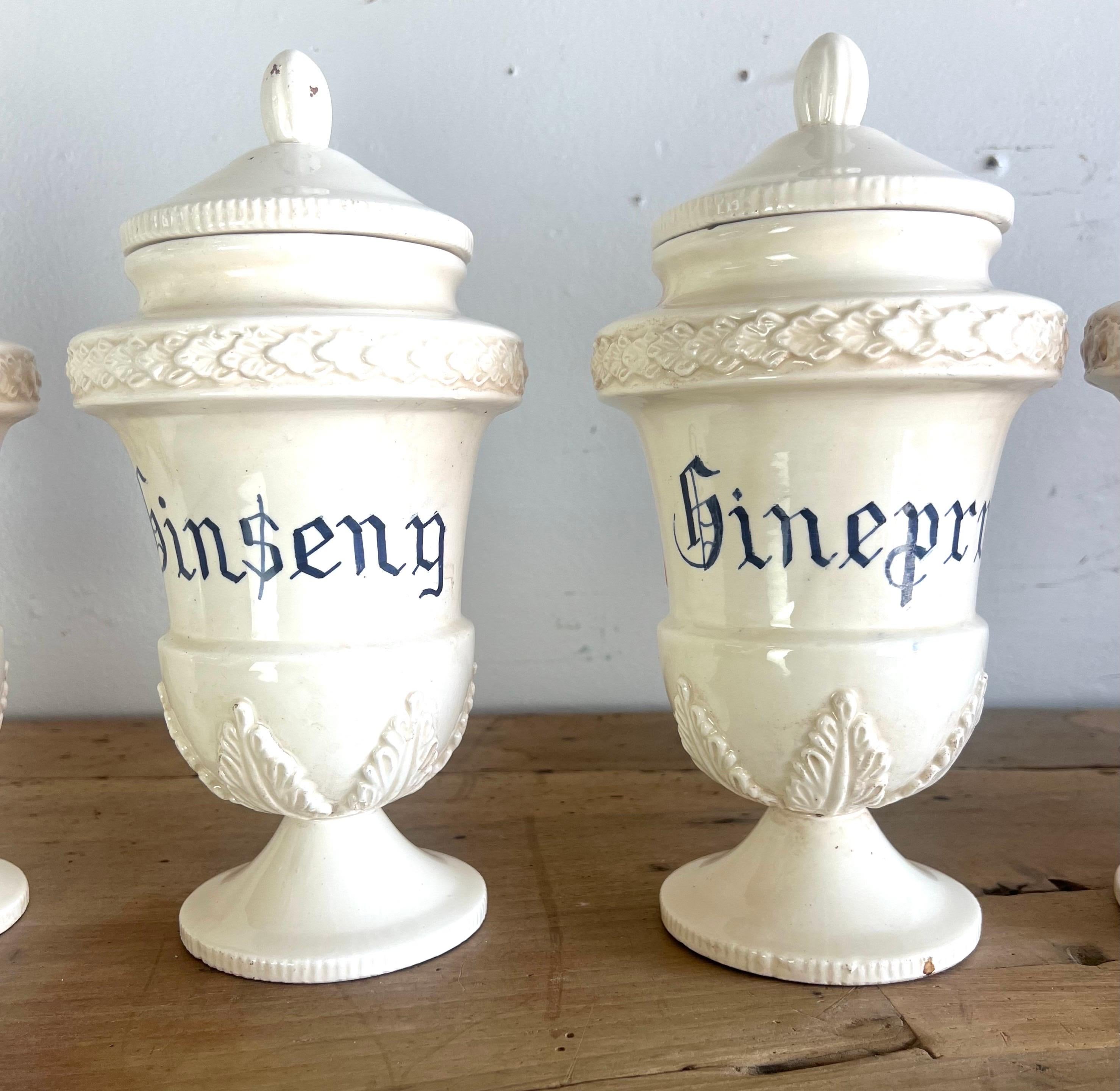 Set of Eight Italian Apothecary Jars w/ Lids For Sale 9