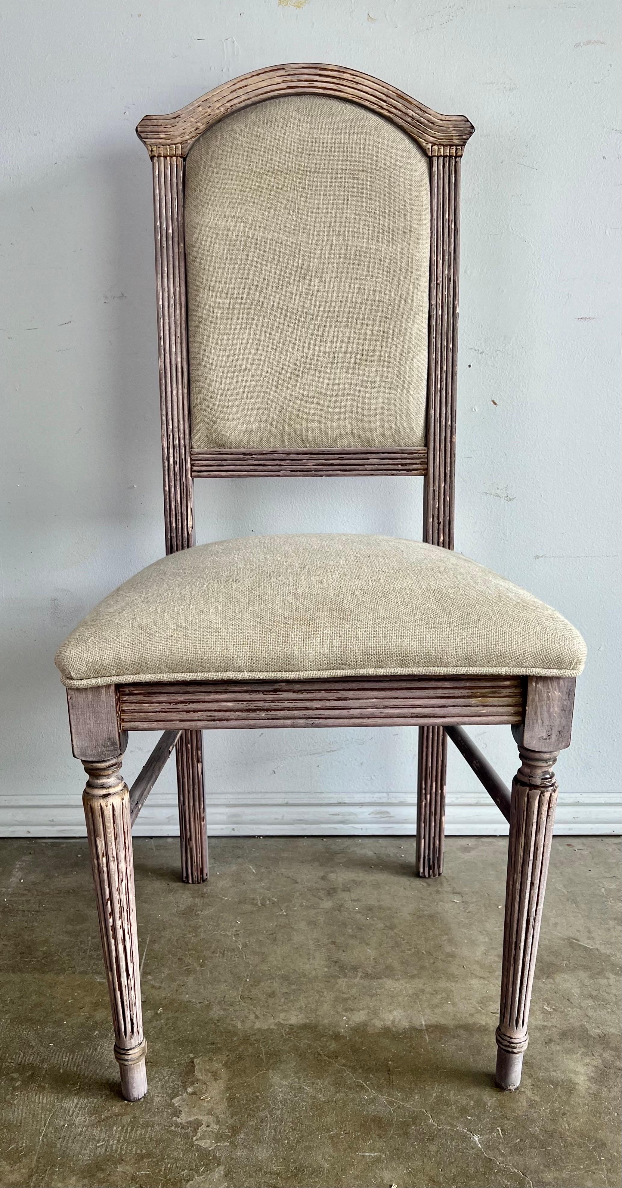 Set of Eight Italian Bleached Dining Chairs C. 1900's For Sale 1