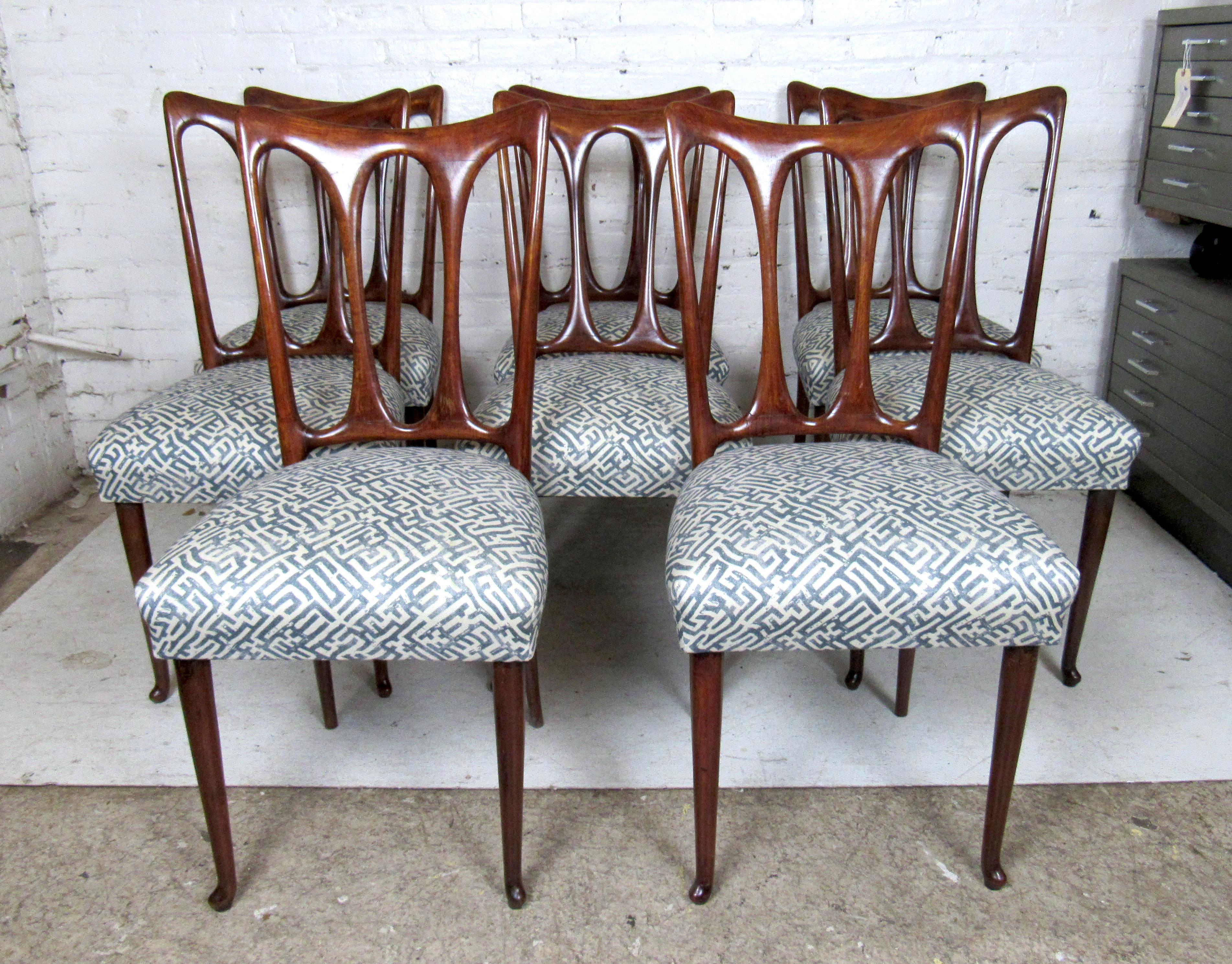 Mid-Century Modern Set of Eight Italian Dining Chairs