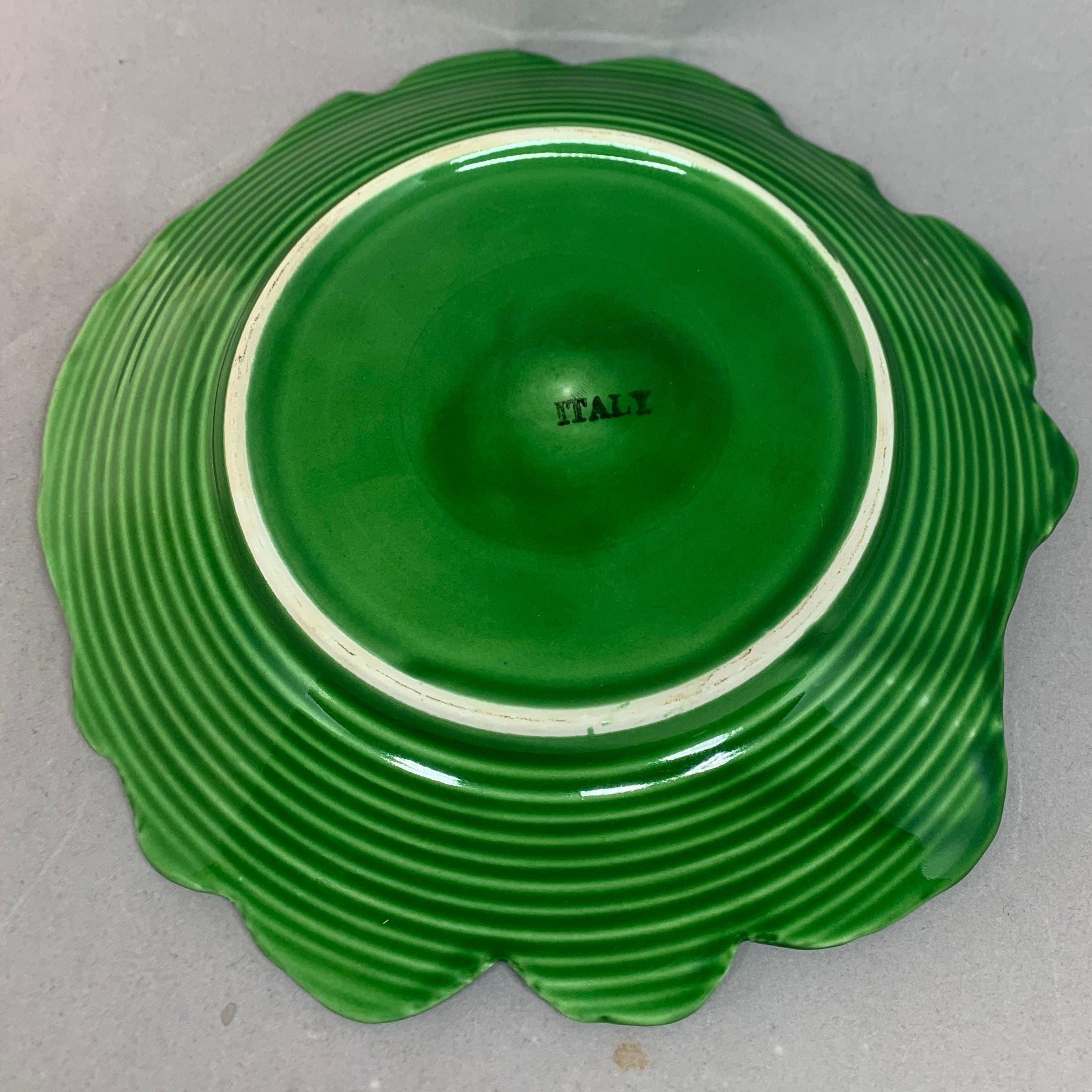 Set of Eight Italian Green Leaf Plates 2