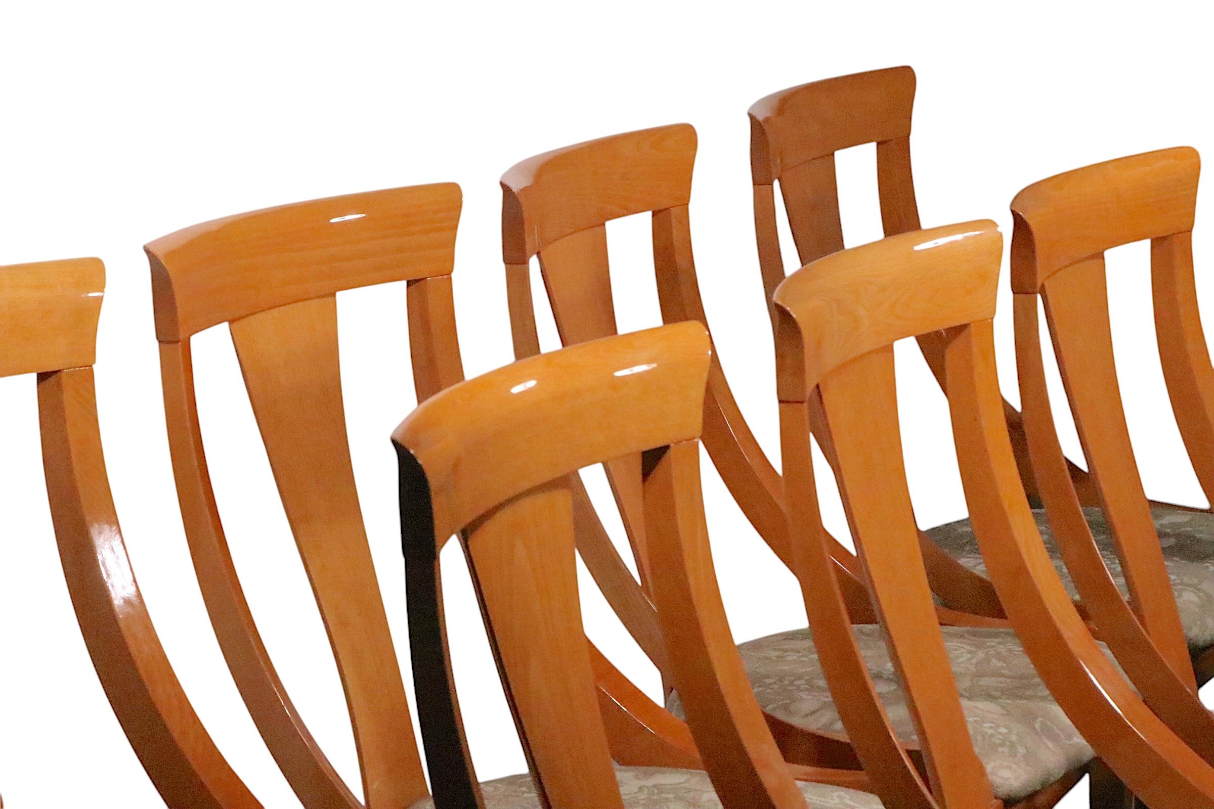 Conjunto de ocho sillas de comedor italianas Klismos de Pietro Costantini para Ello en venta 12