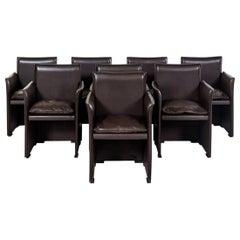 Set of Eight Italian Leather Armchairs Mario Bellini Cassina