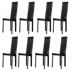 Set of Eight Italian Leather Postmodern Dining Chairs