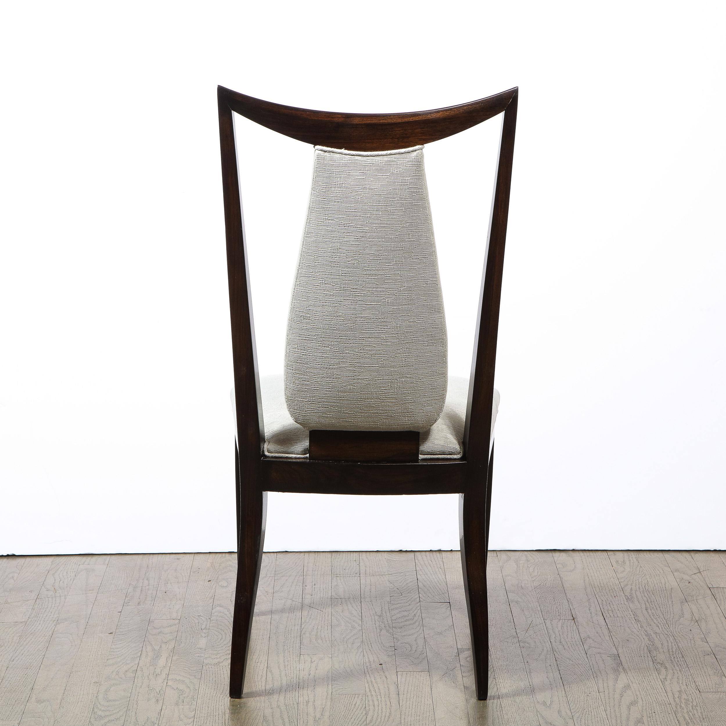 Set of Eight Italian Mid-Century Modern Open Form Ebonized Walnut Dining Chairs 5