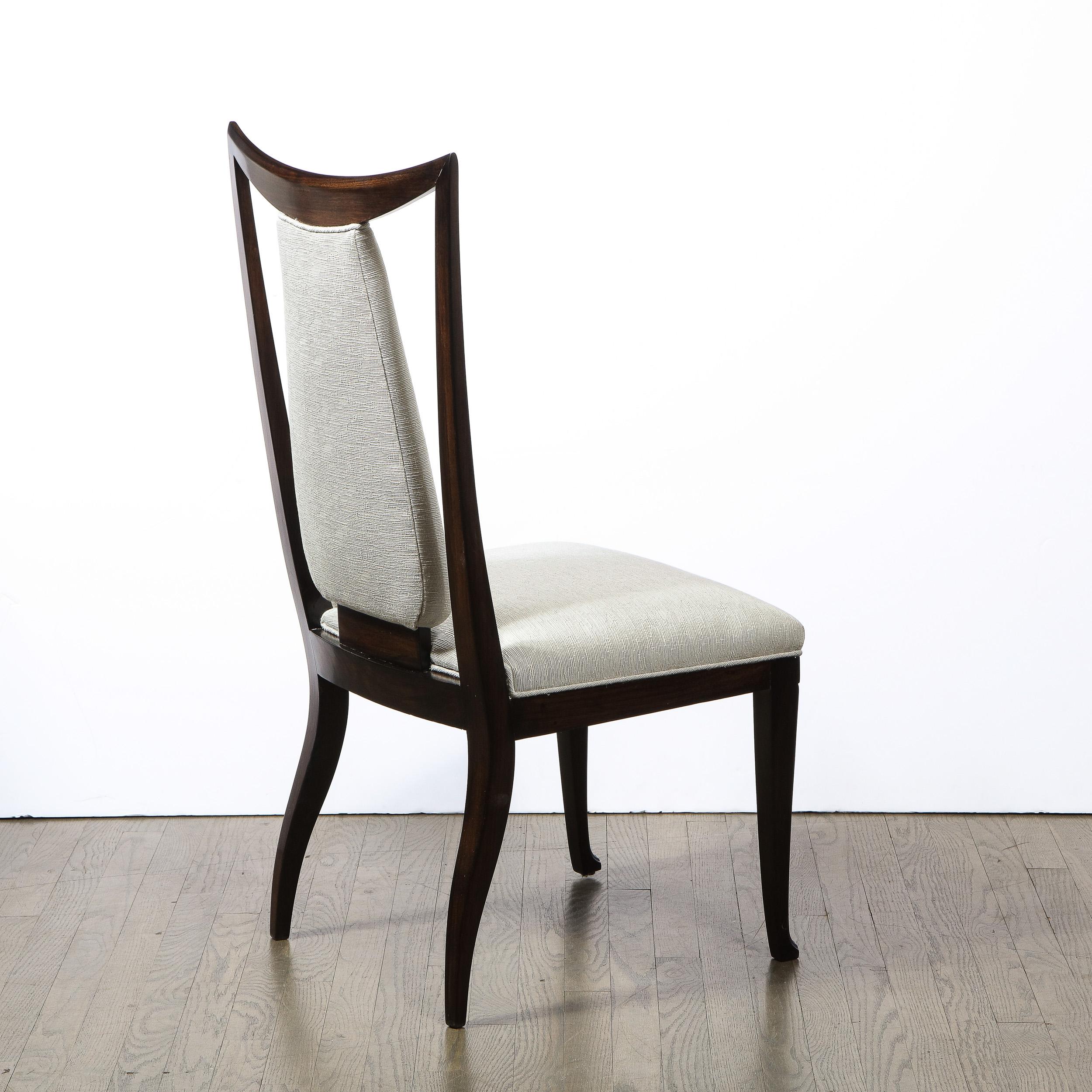 Set of Eight Italian Mid-Century Modern Open Form Ebonized Walnut Dining Chairs 6