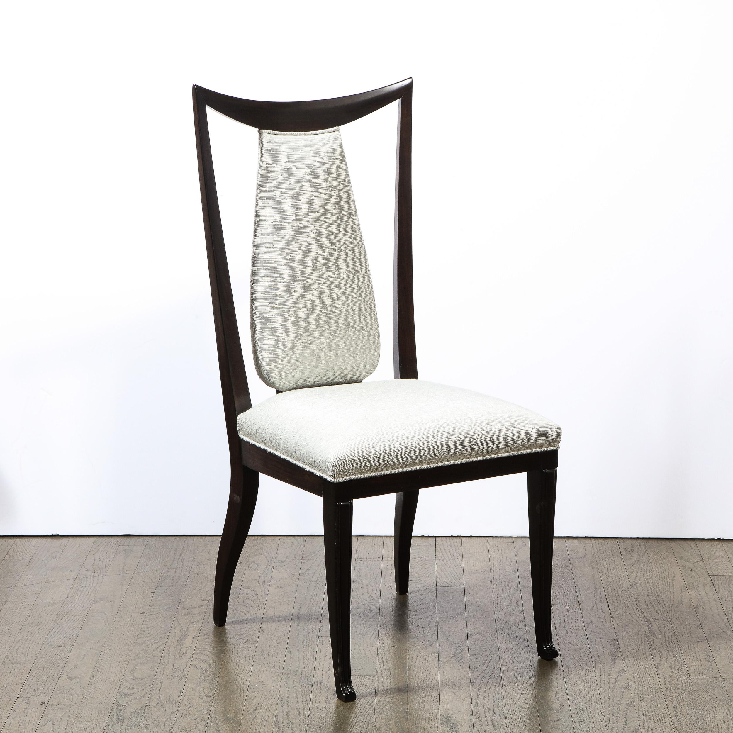 Set of Eight Italian Mid-Century Modern Open Form Ebonized Walnut Dining Chairs 7